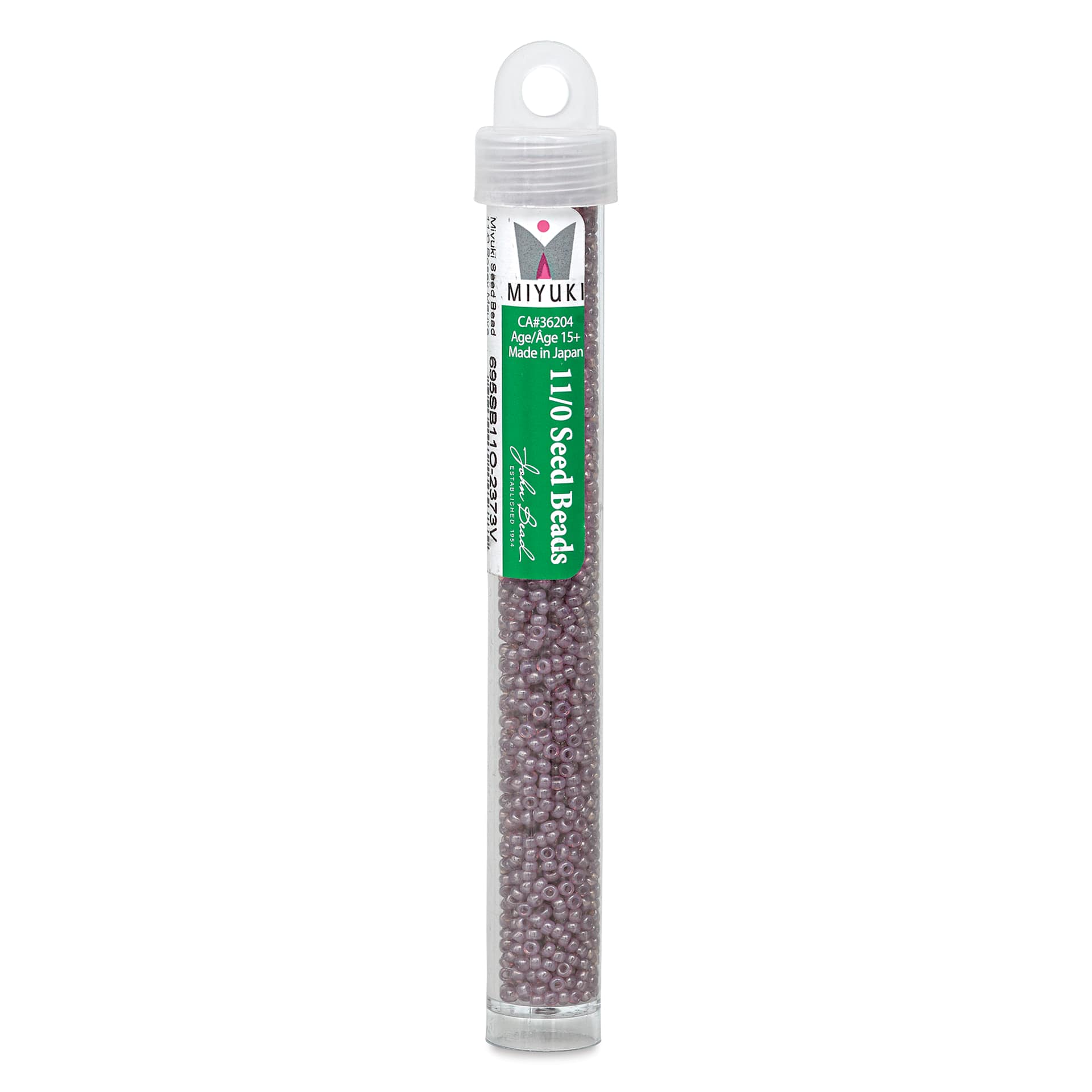 John Bead Miyuki Glass Seed Beads - Rosey Mauve, 22 g vial