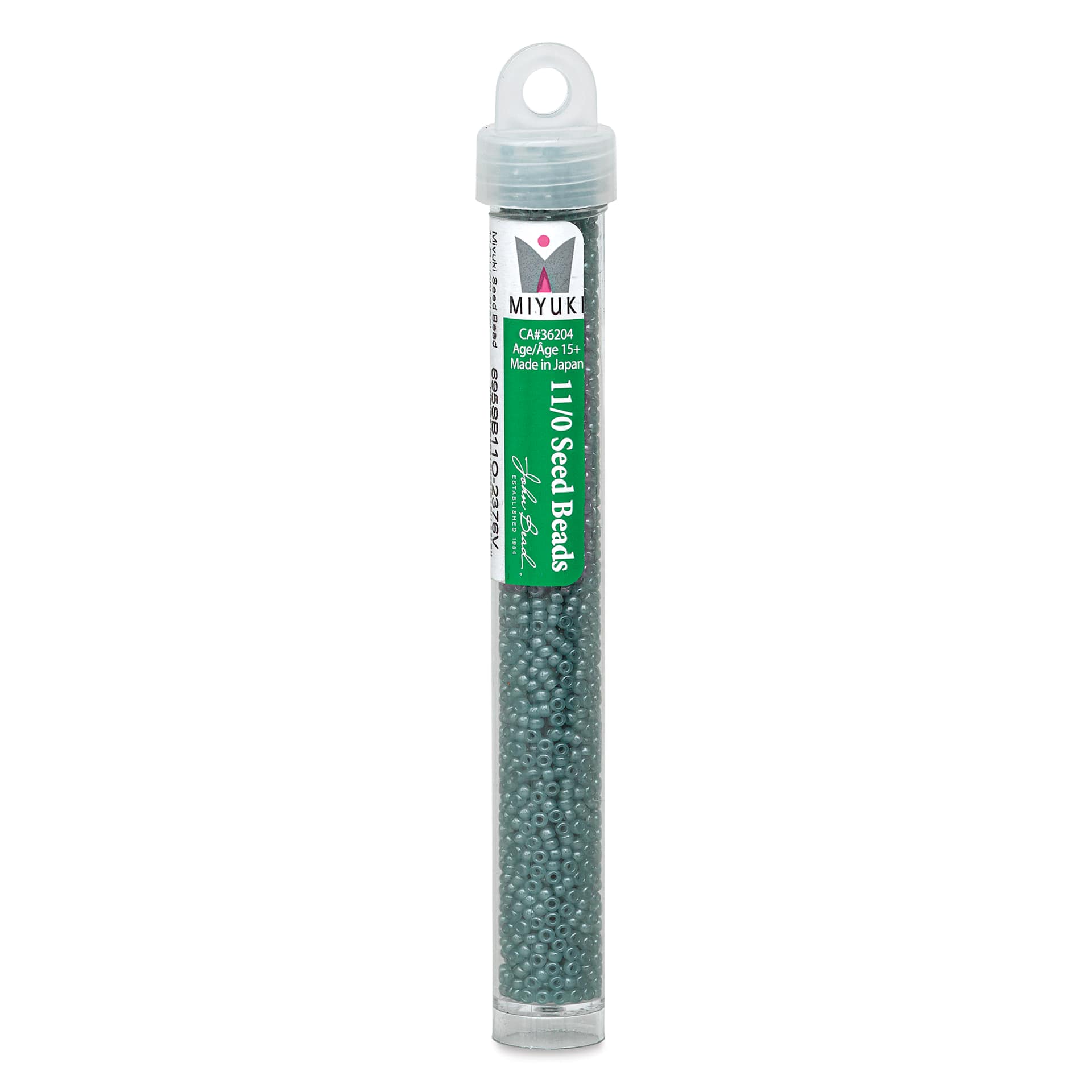 John Bead Miyuki Glass Seed Beads - Light Steel Blue, 22 g vial