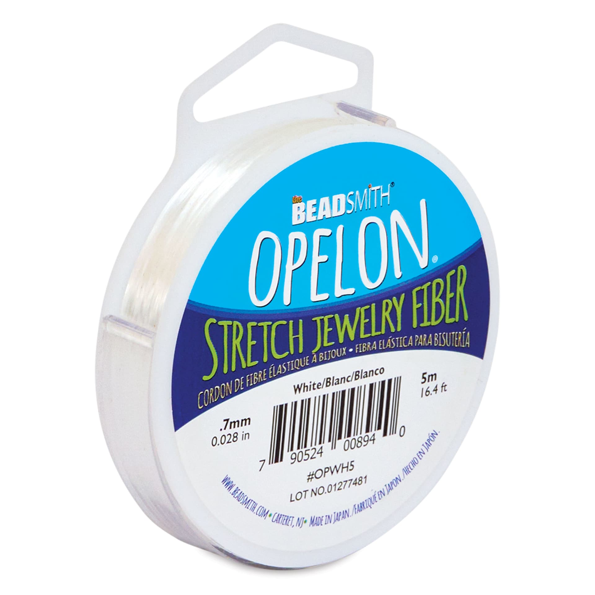 Beadsmith Opelon Stretch Jewelry Fiber - White, 5 m, sideways