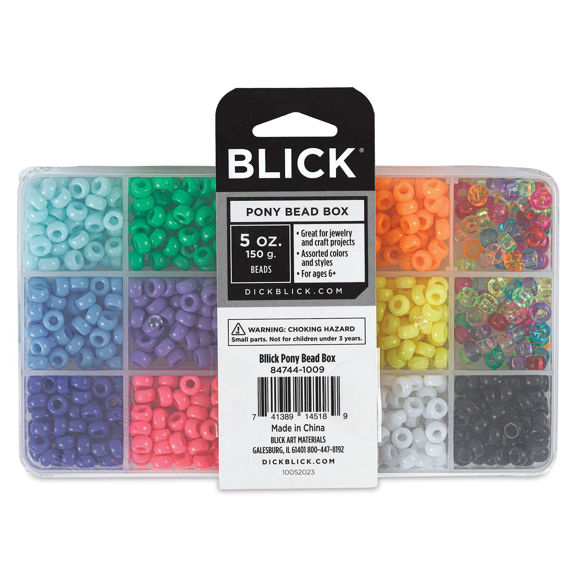 Blick Pony Bead Box - Set of 15 - back of packaging, top view