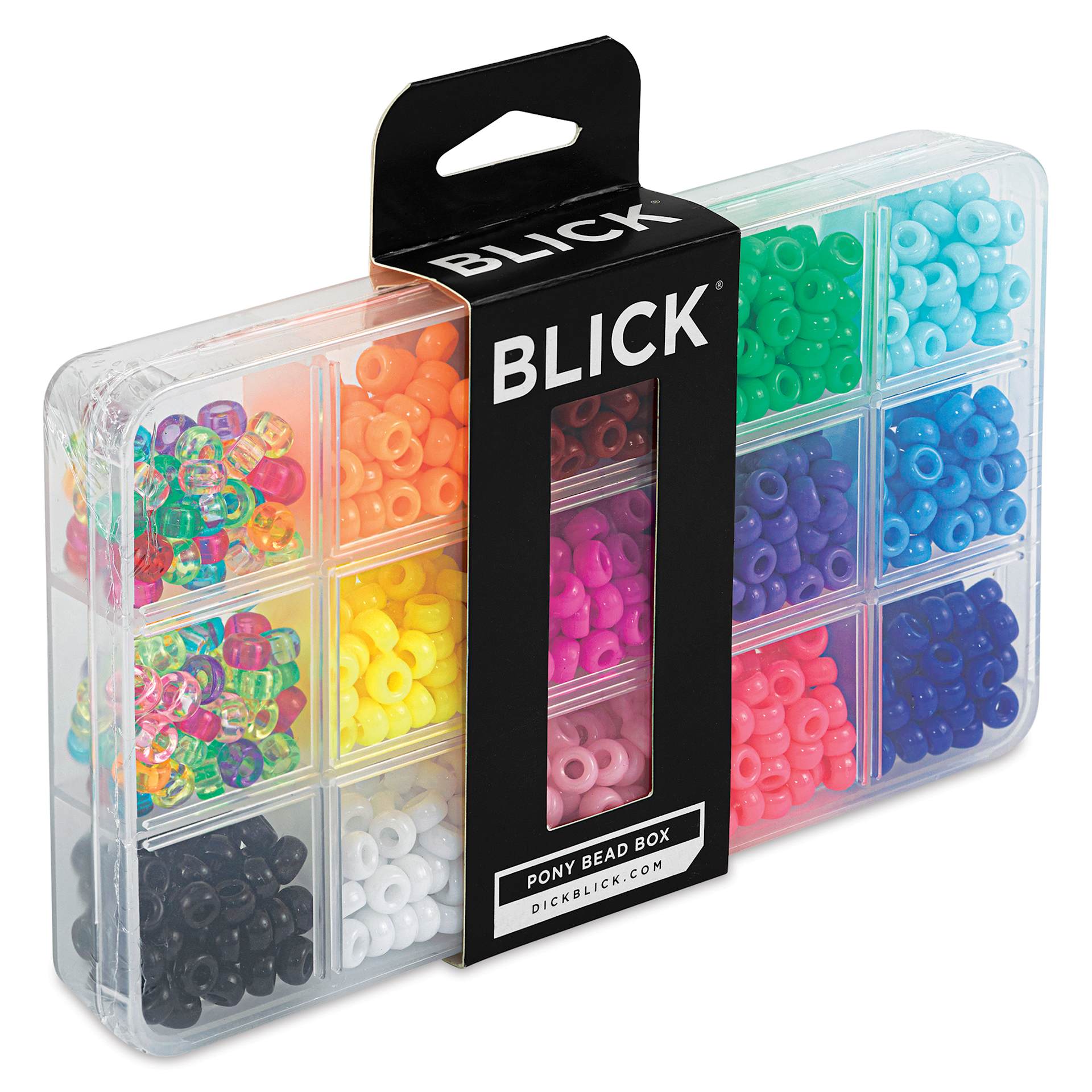 Blick Pony Bead Box - Set of 15 - front of packaging, angled view