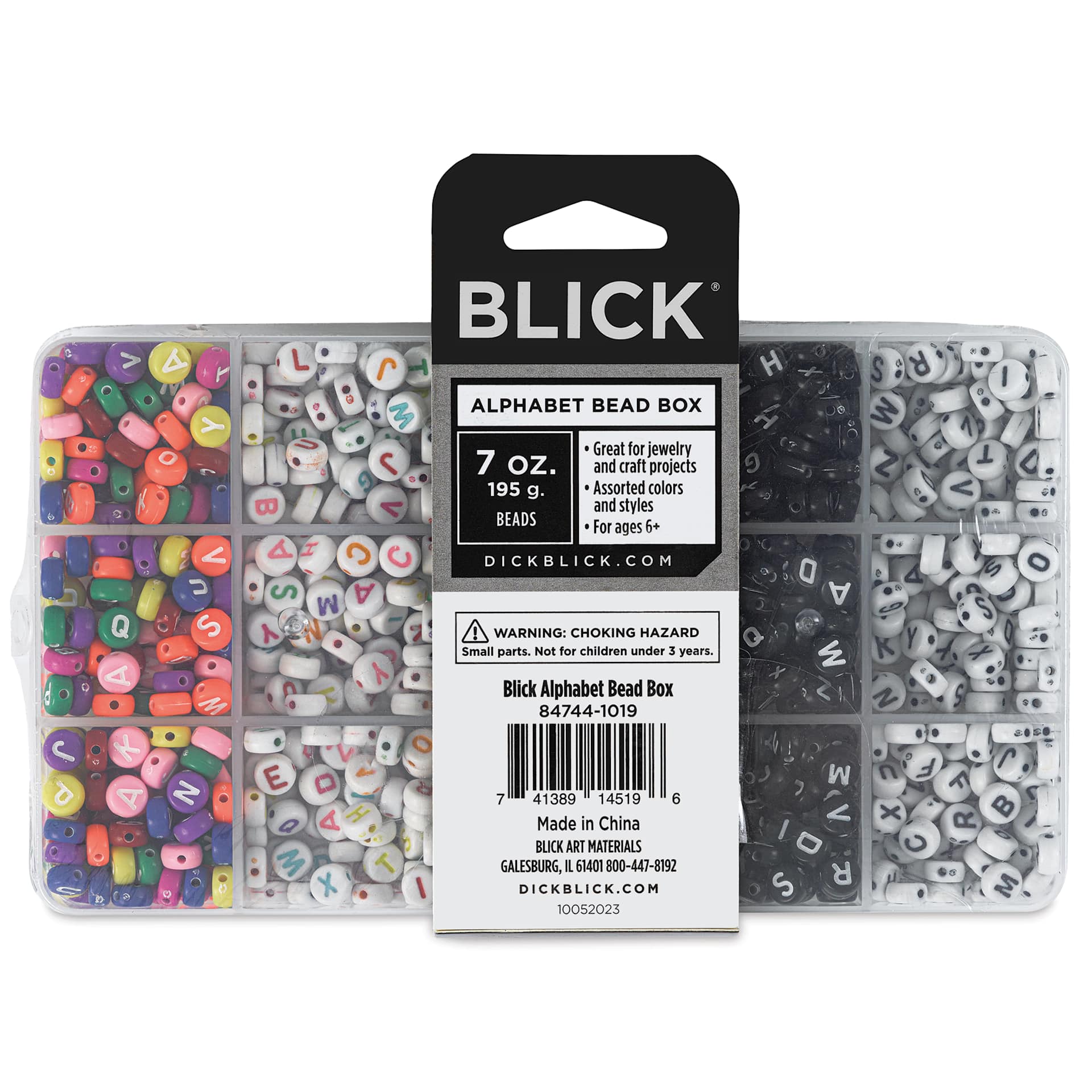 Blick Alphabet Bead Box - Set of 15 - back of packaging
