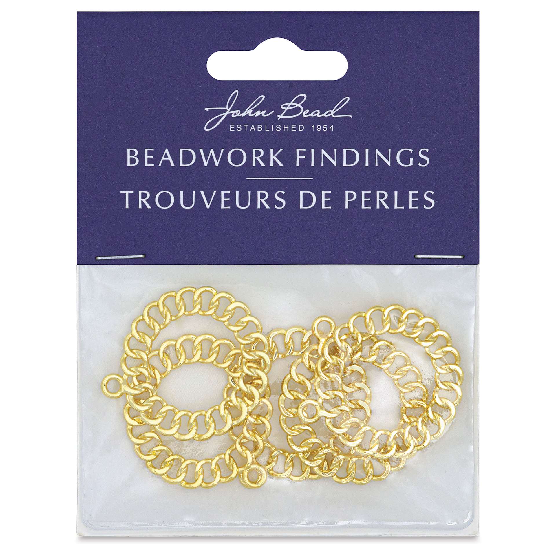 John Bead Beadwork Charms - Gold Chain, Pkg of 5, front of package