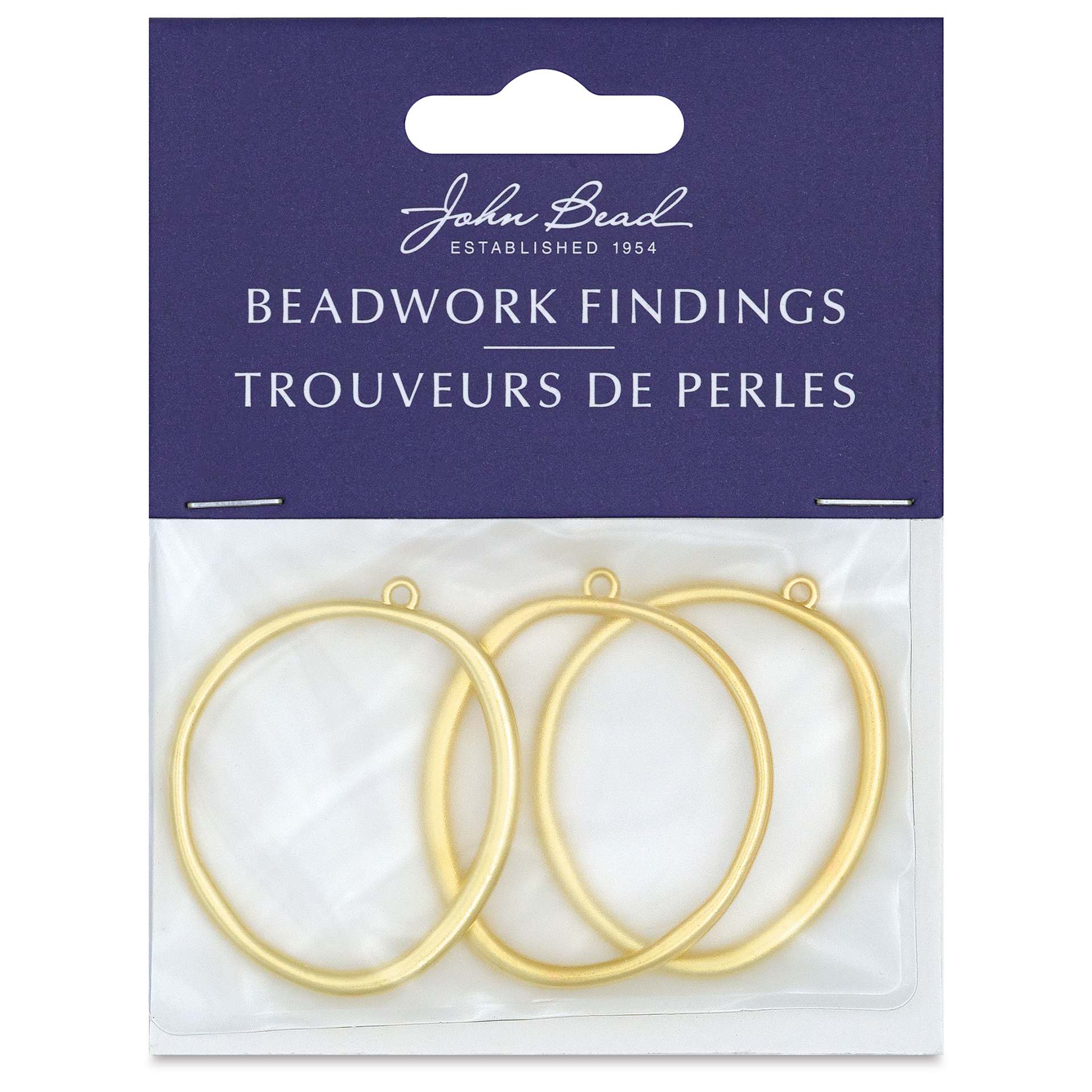 John Bead Beadwork Charms - Gold Organic Circle, Pkg of 3, front of package
