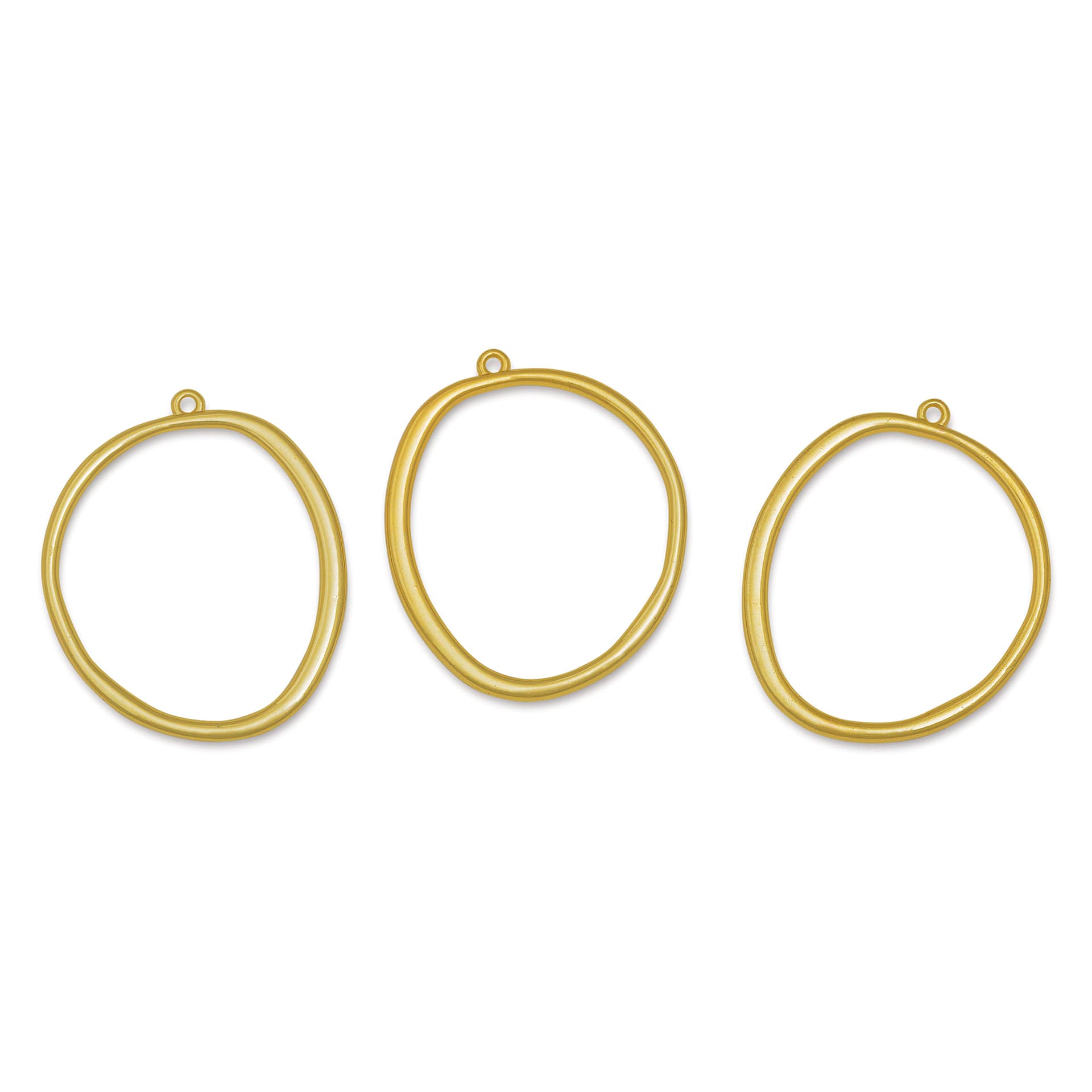 John Bead Beadwork Charms - Gold Organic Circle, Pkg of 3