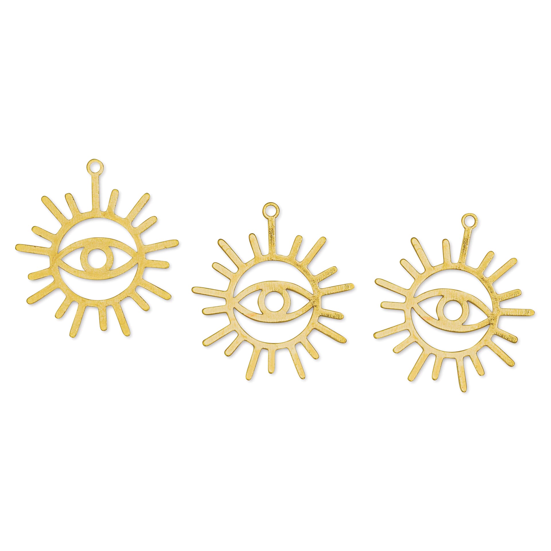 John Bead Beadwork Charms - Gold Eye in the Sun, Pkg of 3