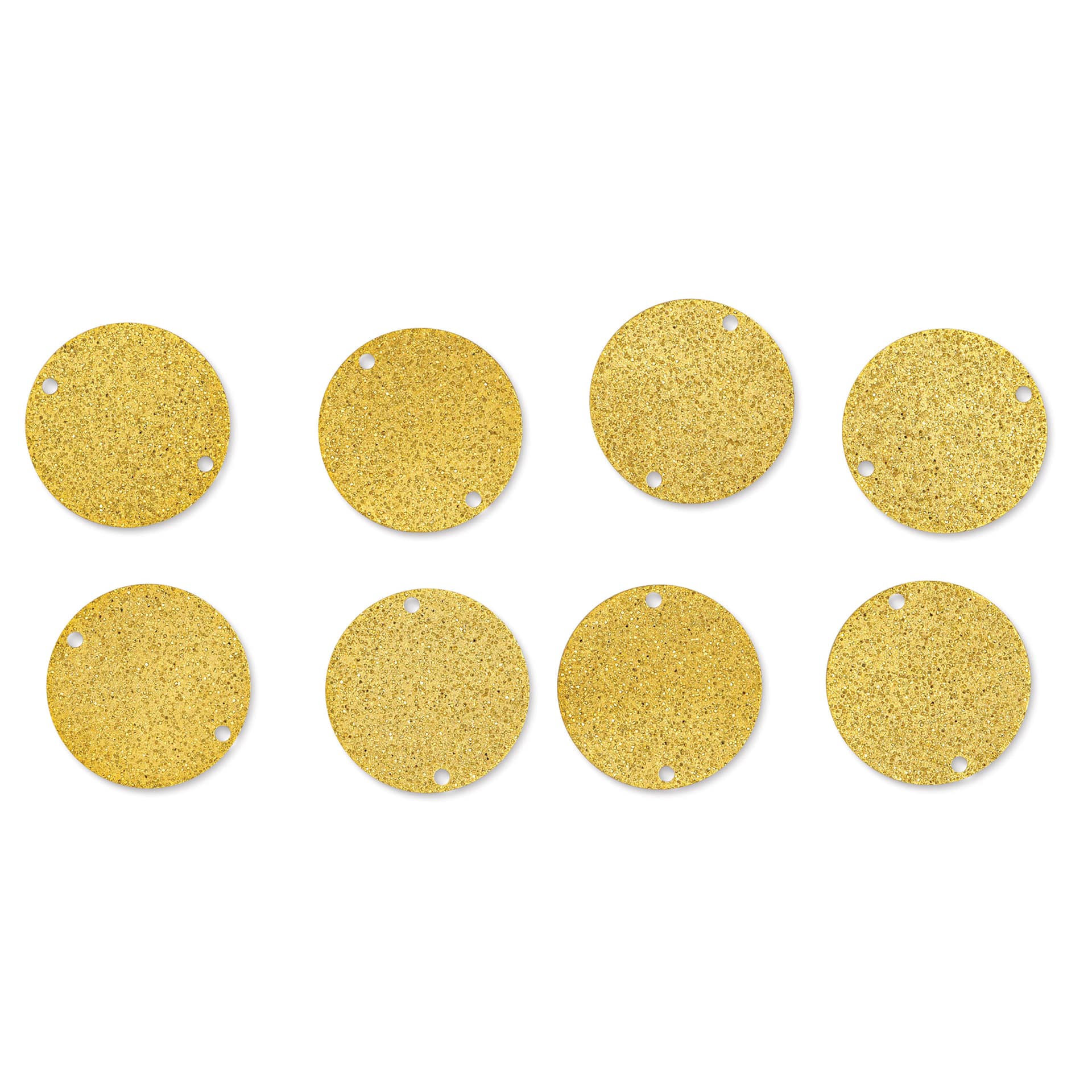 John Bead Beadwork Charms - Gold Circle, 2 holes, Pkg of 8