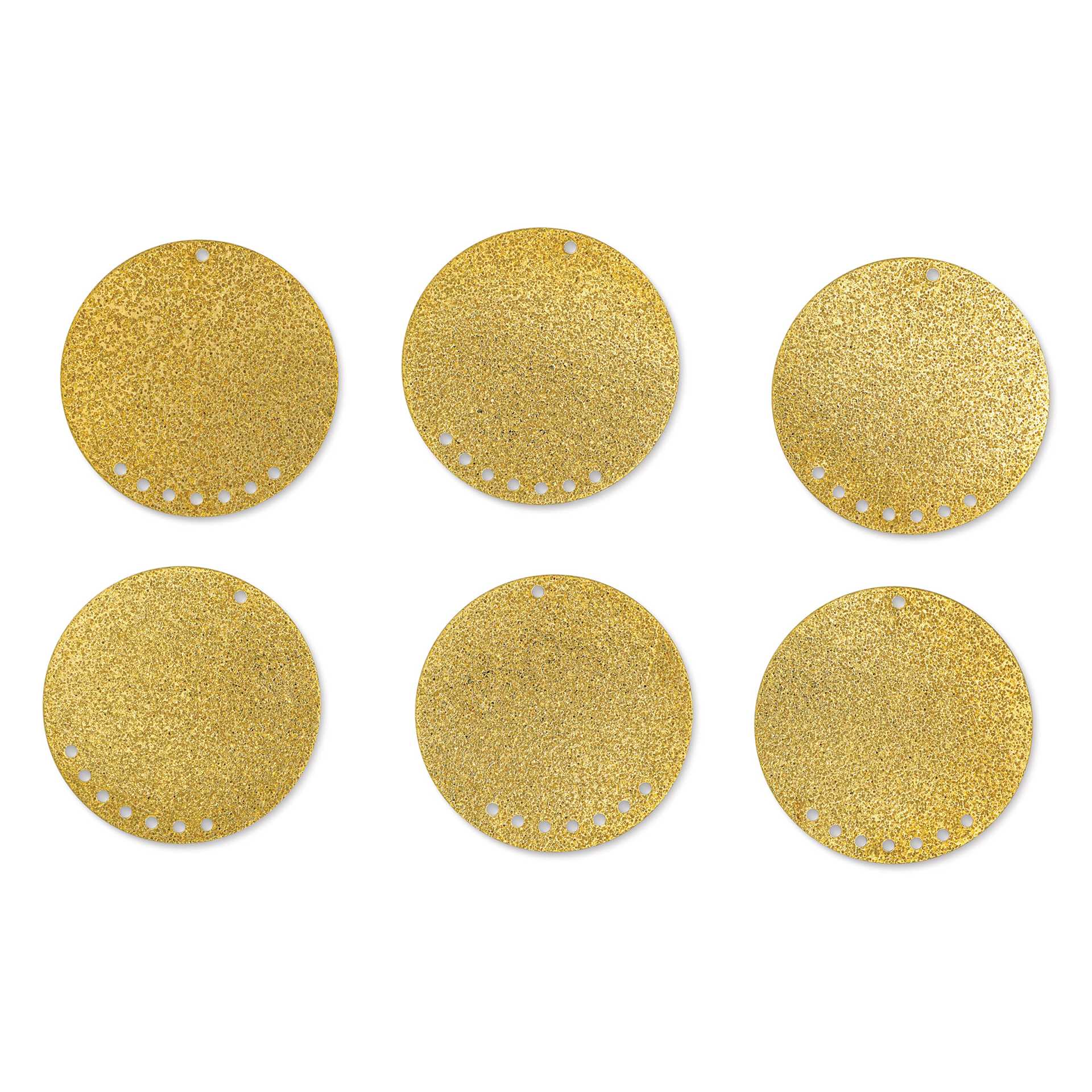 John Bead Beadwork Charms - Gold Circle, 8 holes, Pkg of 6