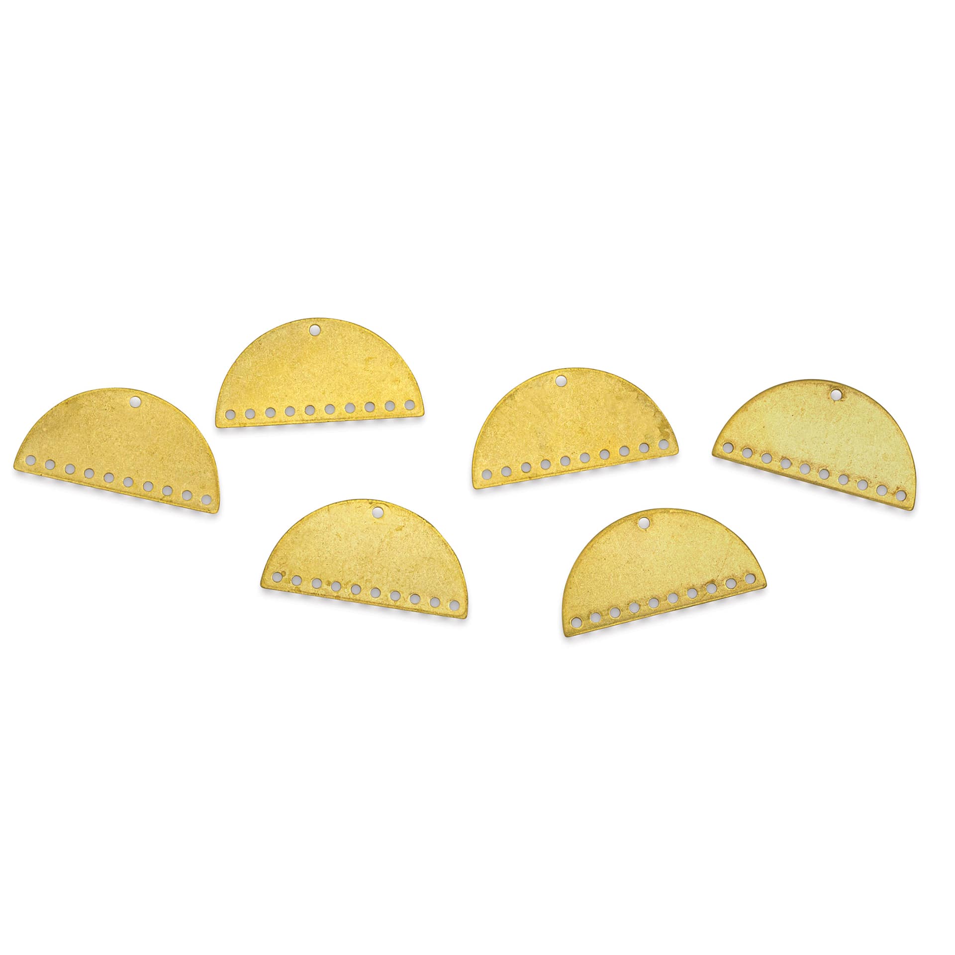 John Bead Beadwork Charms - Gold Half Moon, 11 holes, Pkg of 6