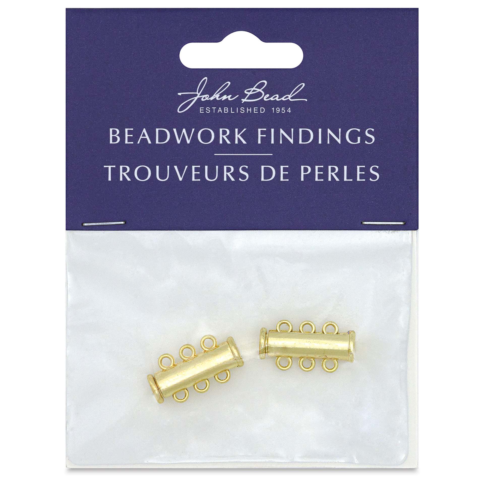 John Bead Beadwork Charms - Gold Tube, 3 Strands, Pkg of 2, front of package
