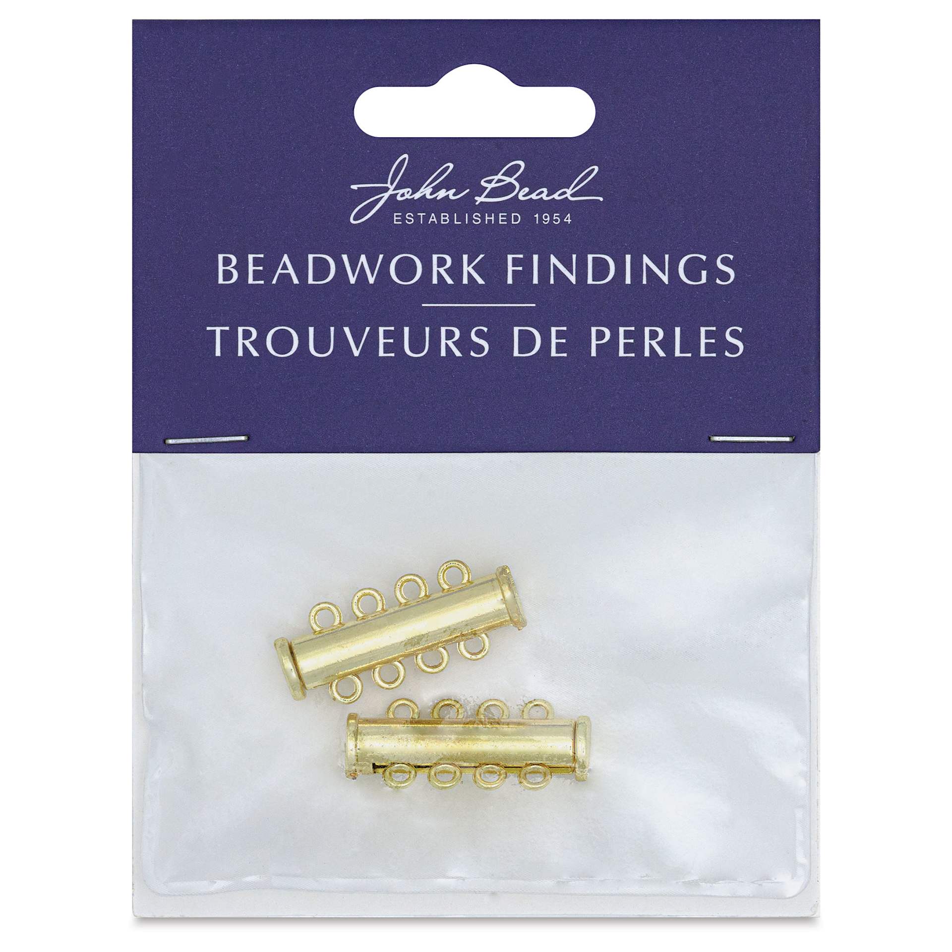 John Bead Beadwork Findings - Gold Tube, 4 Strands, Pkg of 2, front of packaging