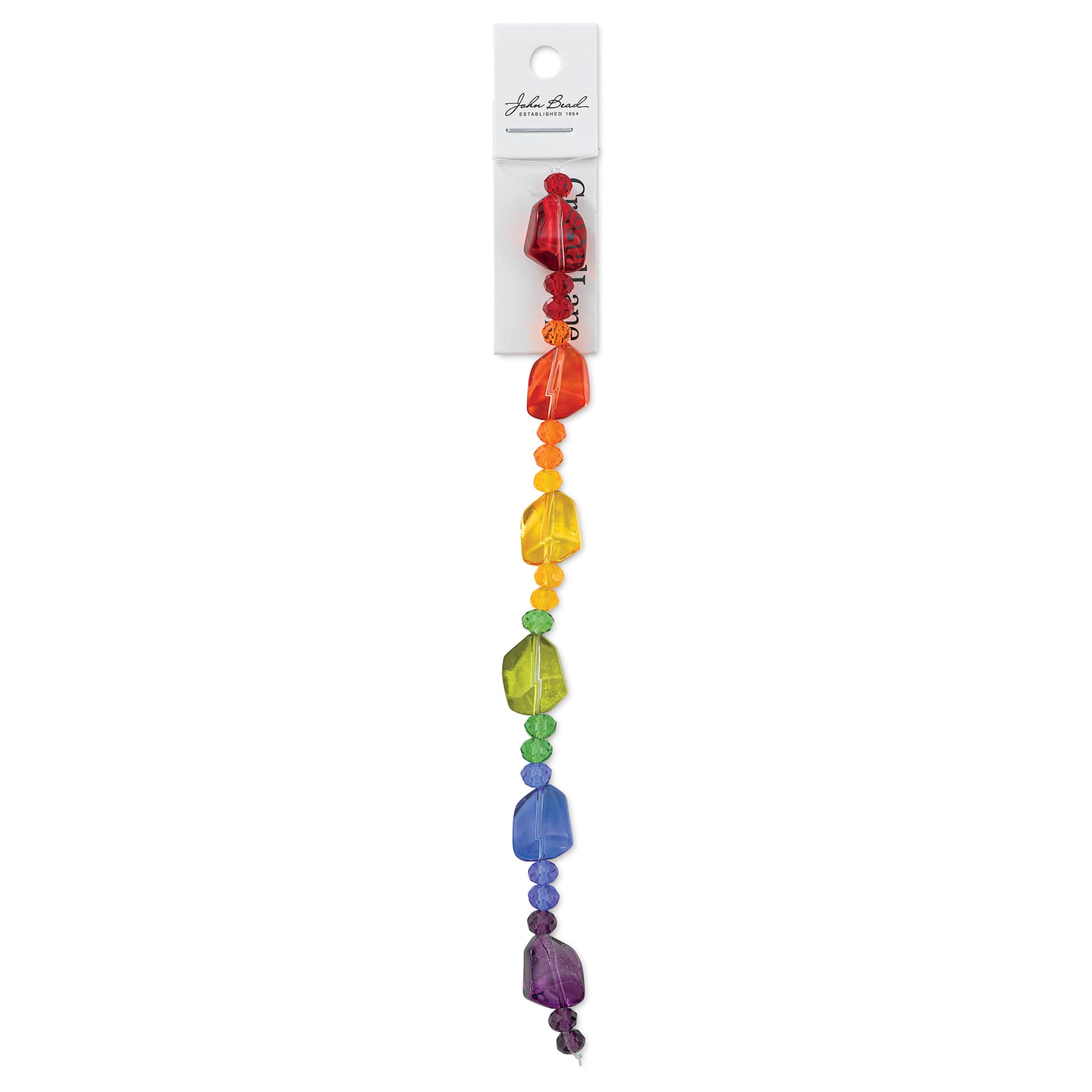 John Bead DIY Designer Glass Bead Strand - Nuggets Rainbow Mix front of packaging