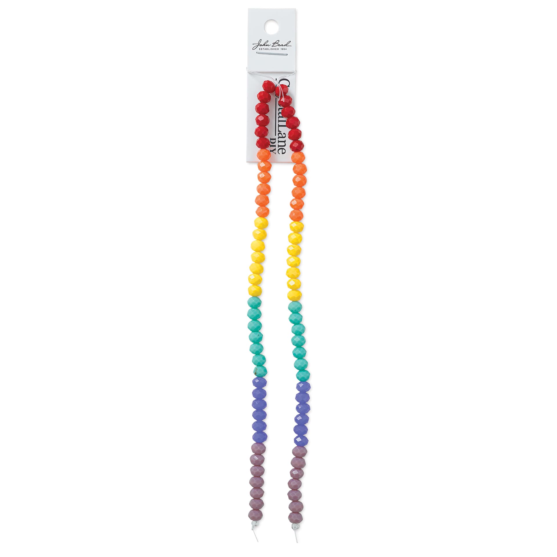 John Bead DIY Designer Glass Bead Strand - Opaque Rainbow Mix front of packaging