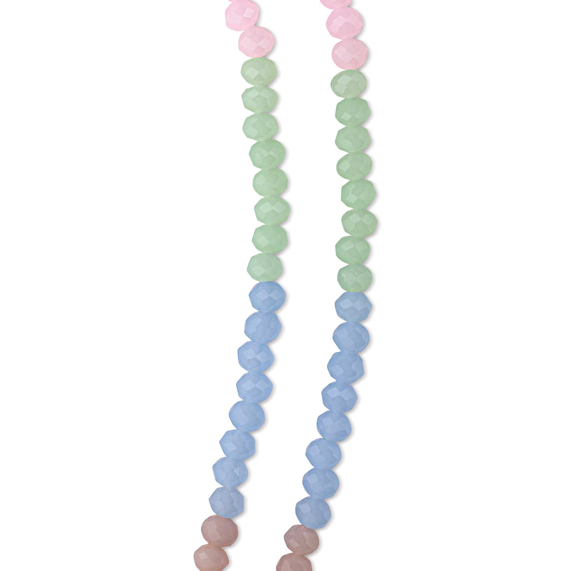 John Bead DIY Designer Glass Bead Strand - Faceted Rondelle, Pastel, 4 mm x 6 mm close-up