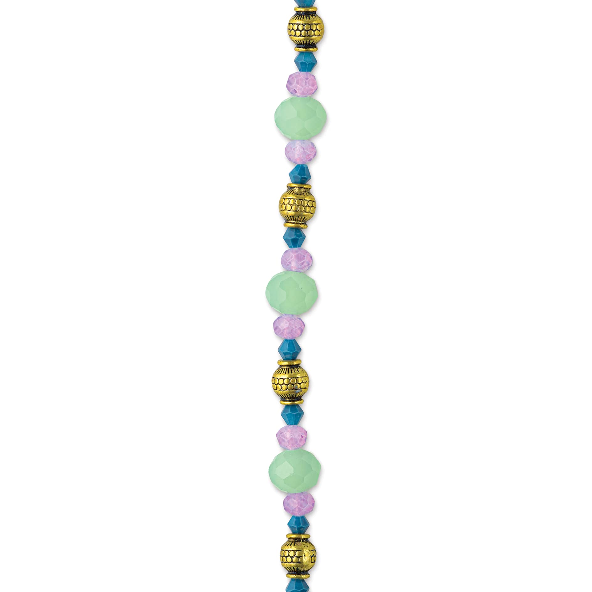 John Bead DIY Designer Glass Bead Strand - Glass and Metal, Light Green close-up