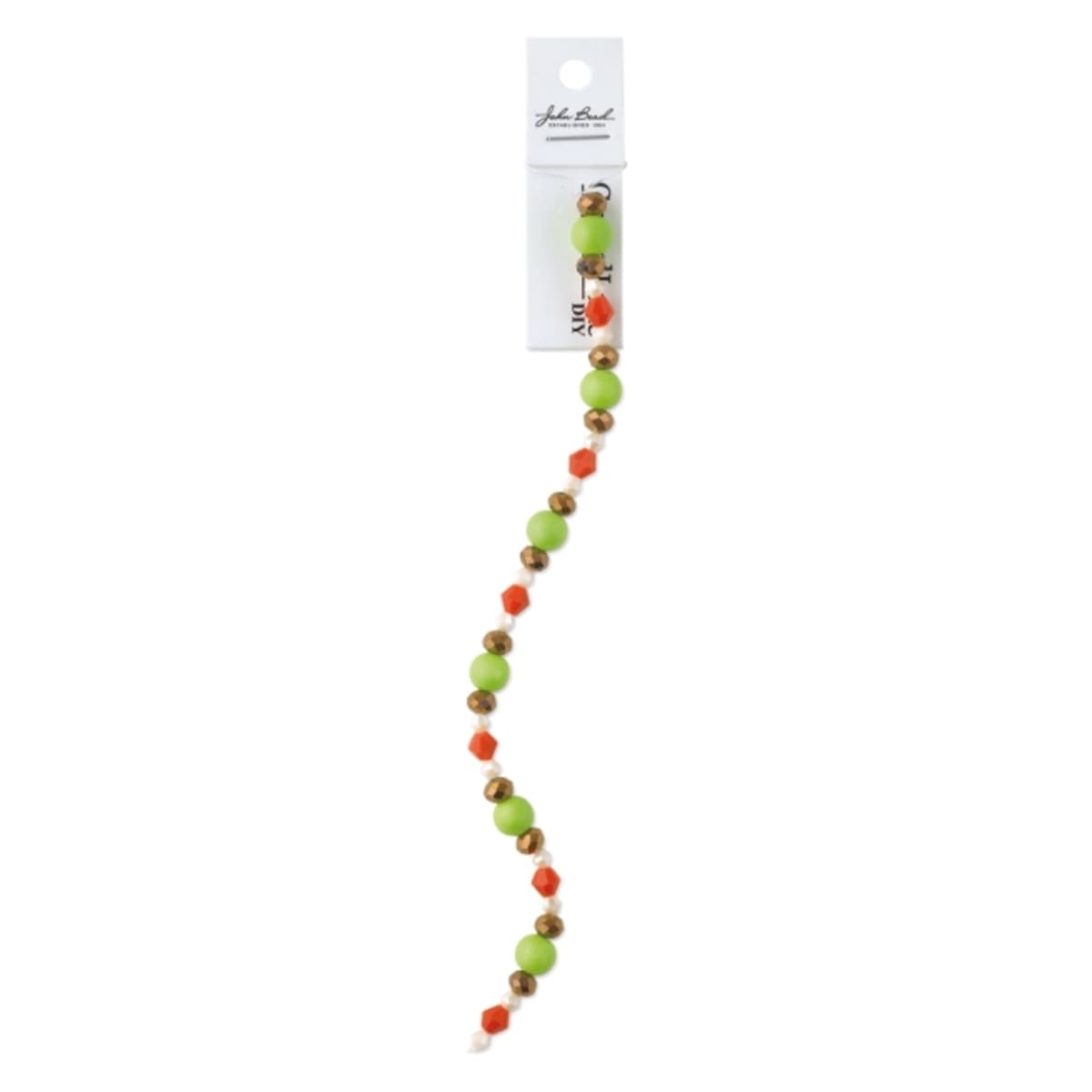 John Bead DIY Designer Glass Bead Strand - Faceted Rondelle, Green and Orange
