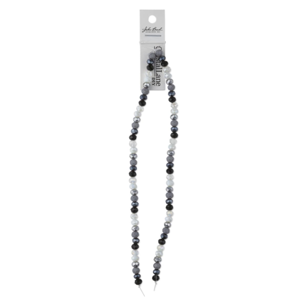 John Bead DIY Designer Glass Bead Strand - Faceted Rondelle, Gray, 6 mm