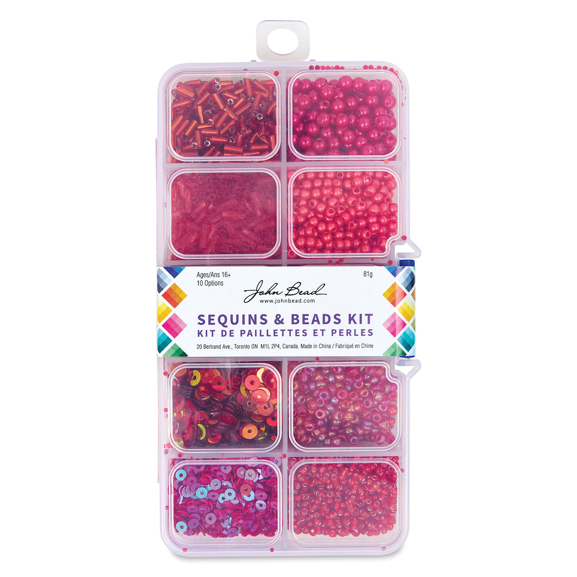 John Bead Sequins & Beads Kit - Red, 81 g front of packaging