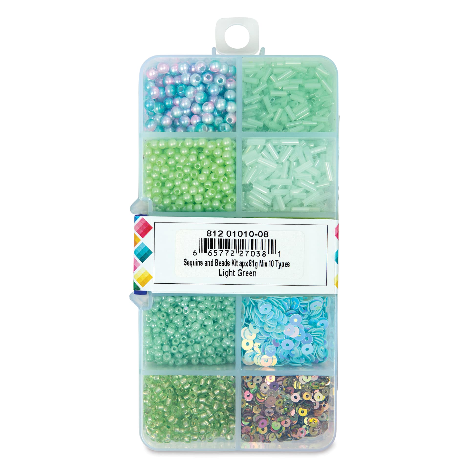 John Bead Sequins & Beads Kit - Light Green, 81 g back of packaging