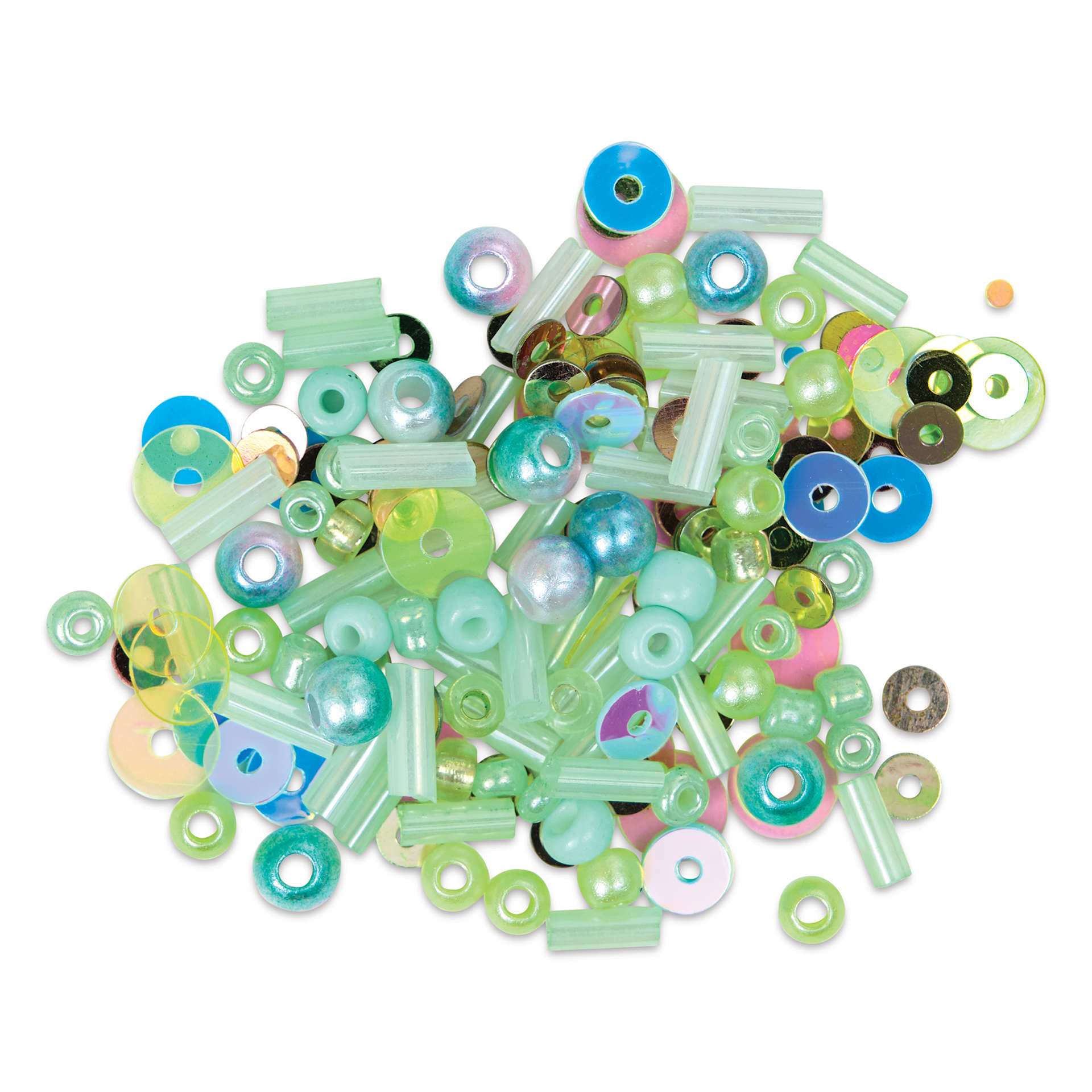 John Bead Sequins & Beads Kit - Light Green, 81 g assortment of included beads