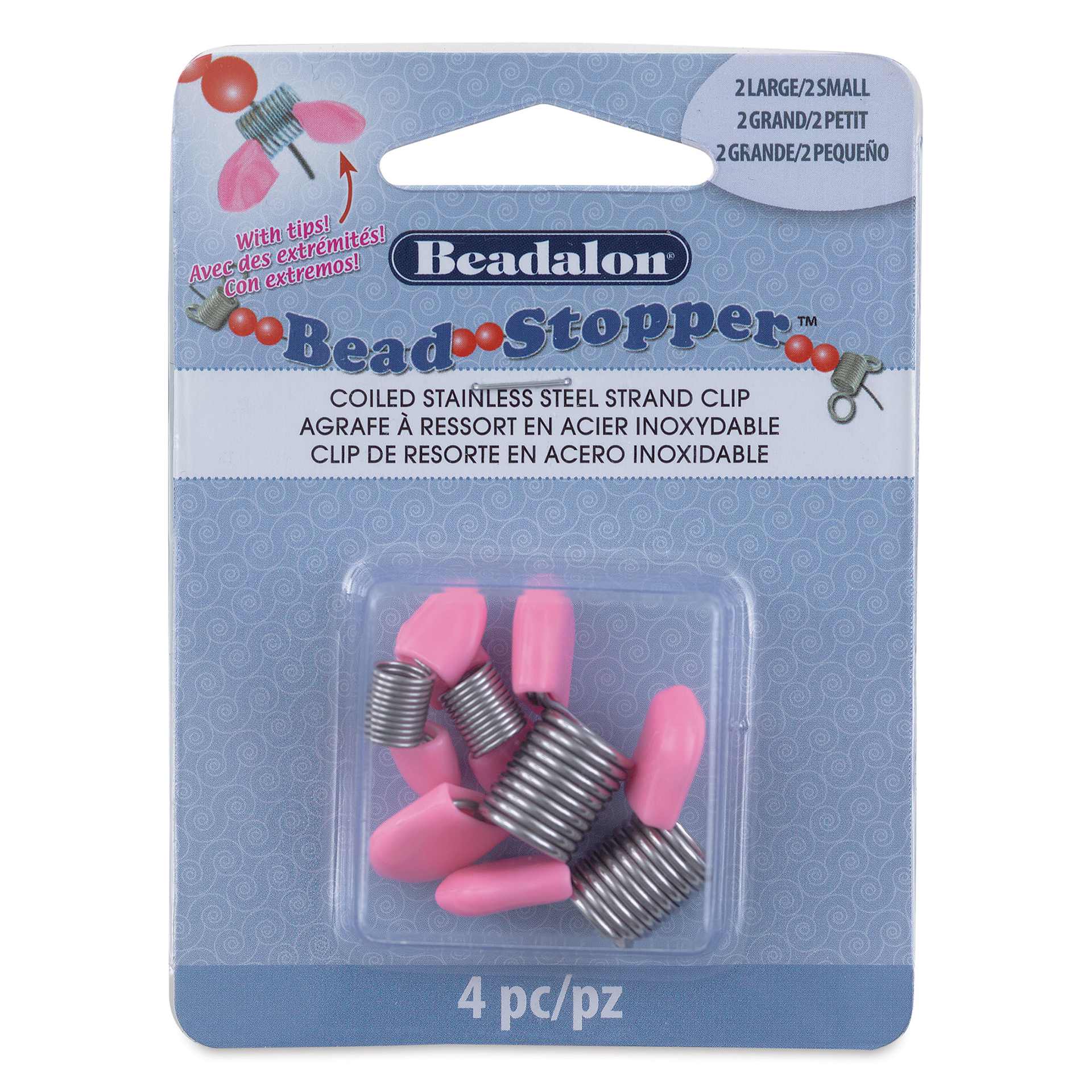 Beadalon Bead Stoppers - Pink Tips, Set of 4 front of packaging