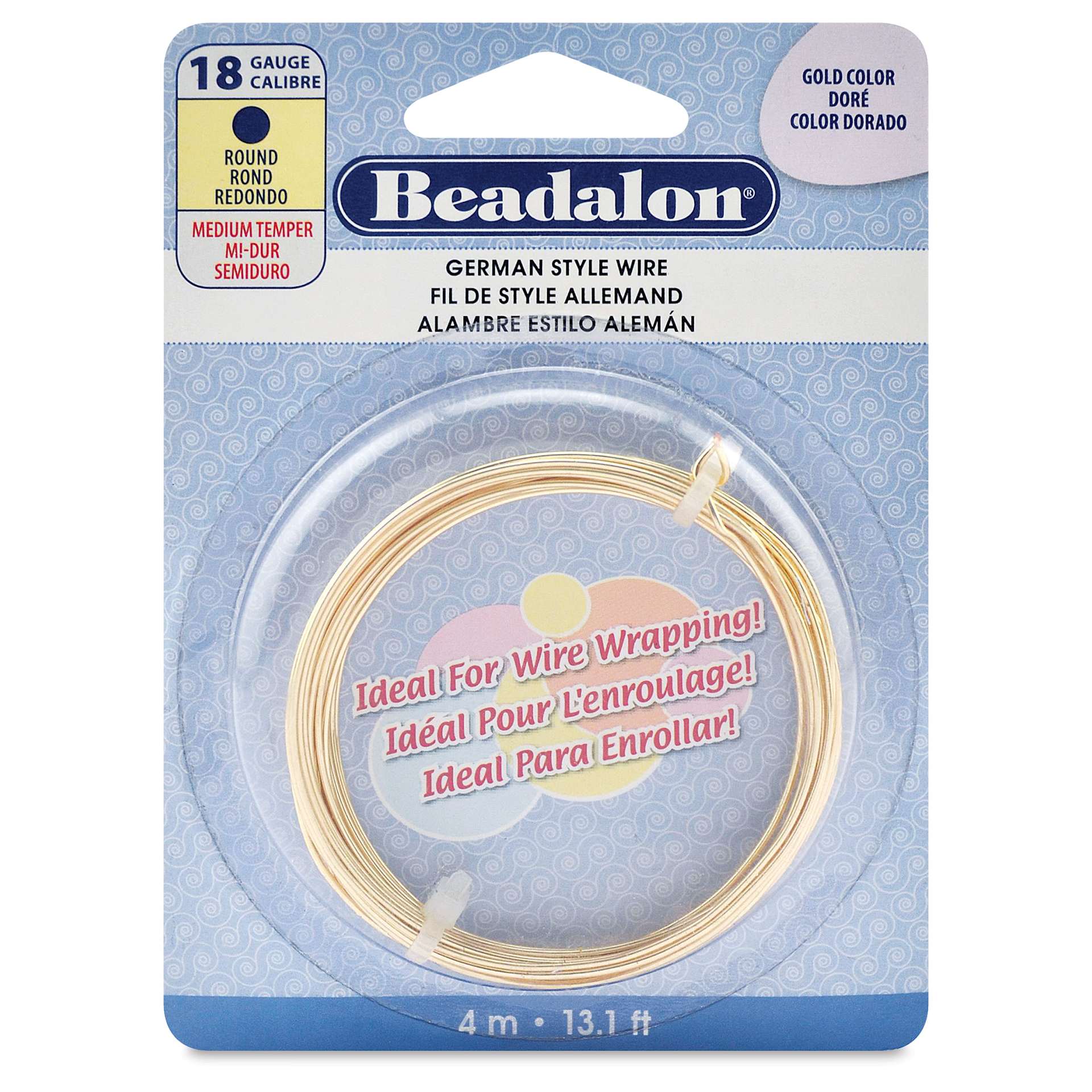 Beadalon German Style Wire - Gold, 18 Gauge, 0.040" x 13 ft