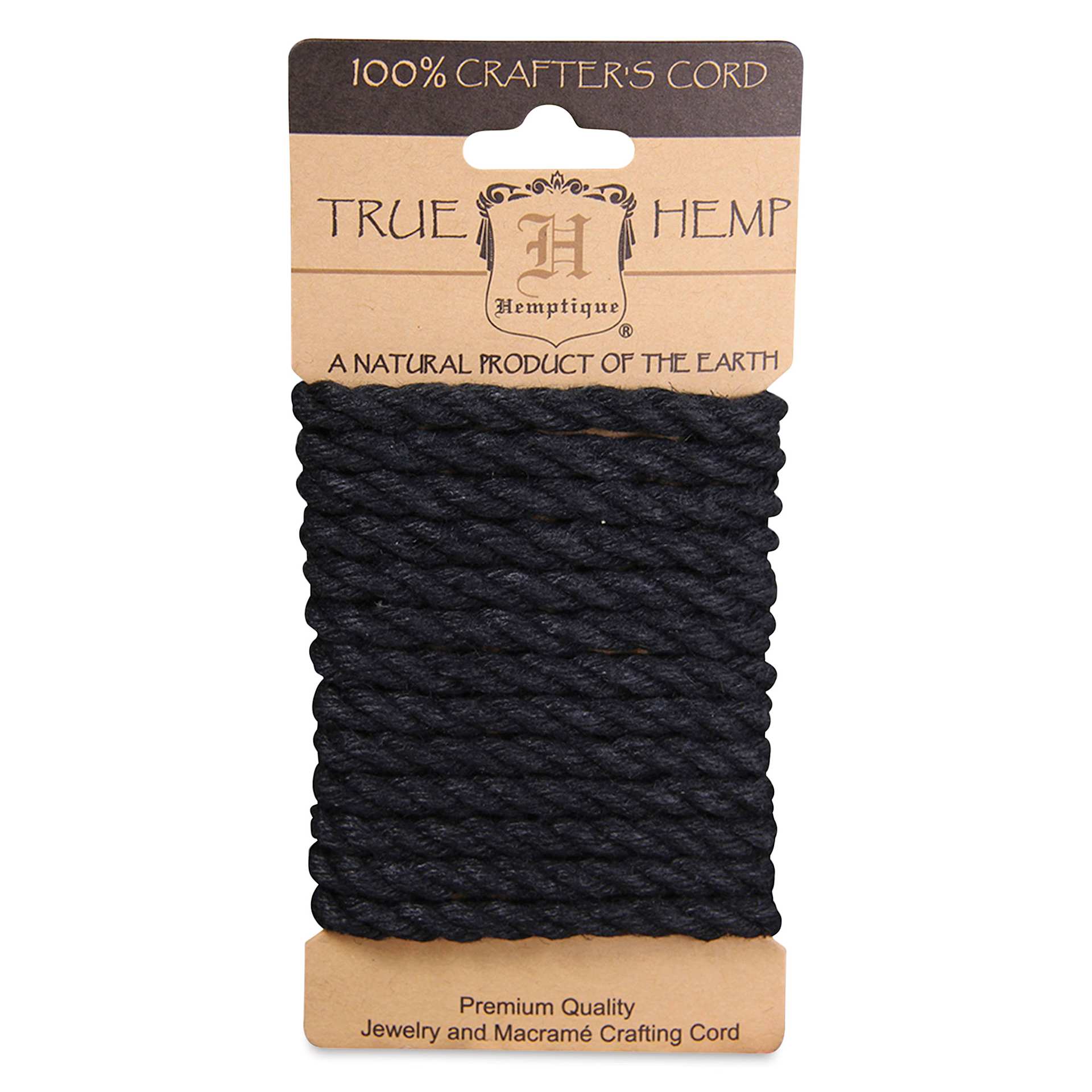Hemptique Twisted Hemp Rope - Black, 6 mm, 2 m