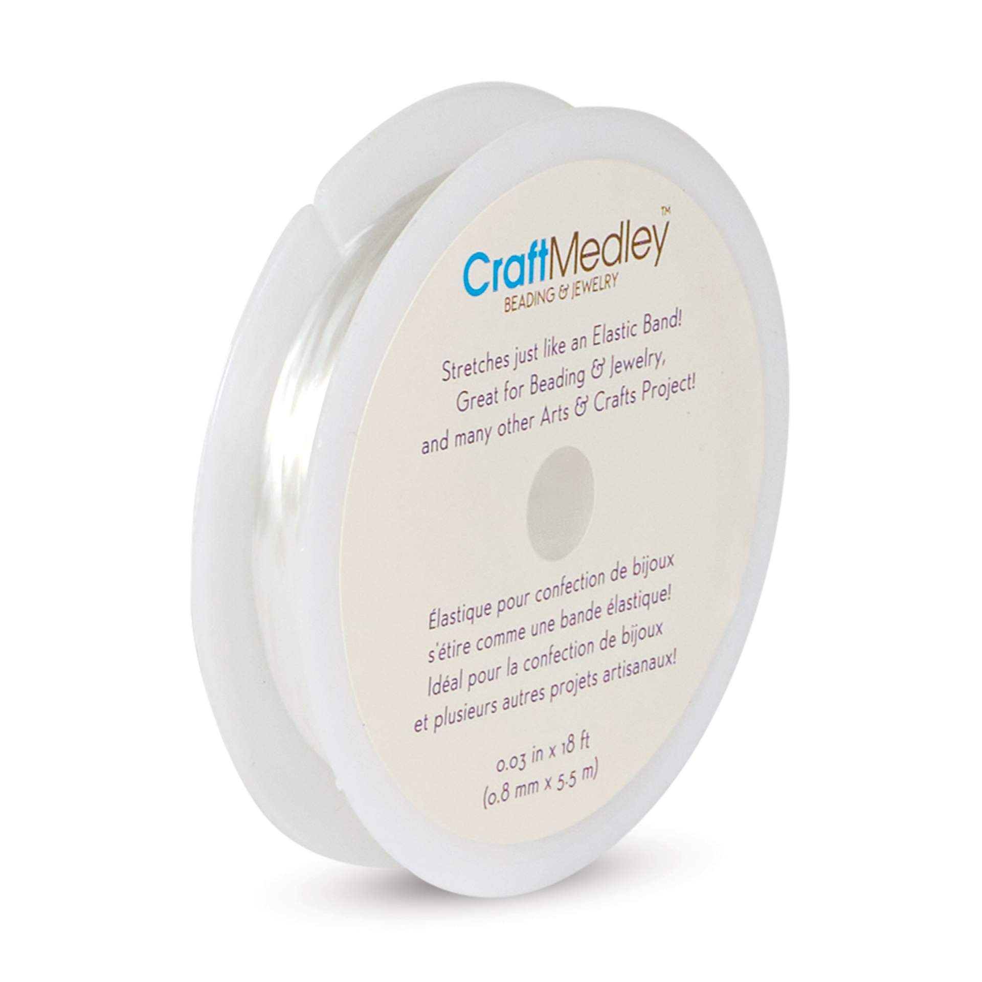 Craft Medley Elastic Jewelry Cord - Clear, 0.8 mm, 18 ft
