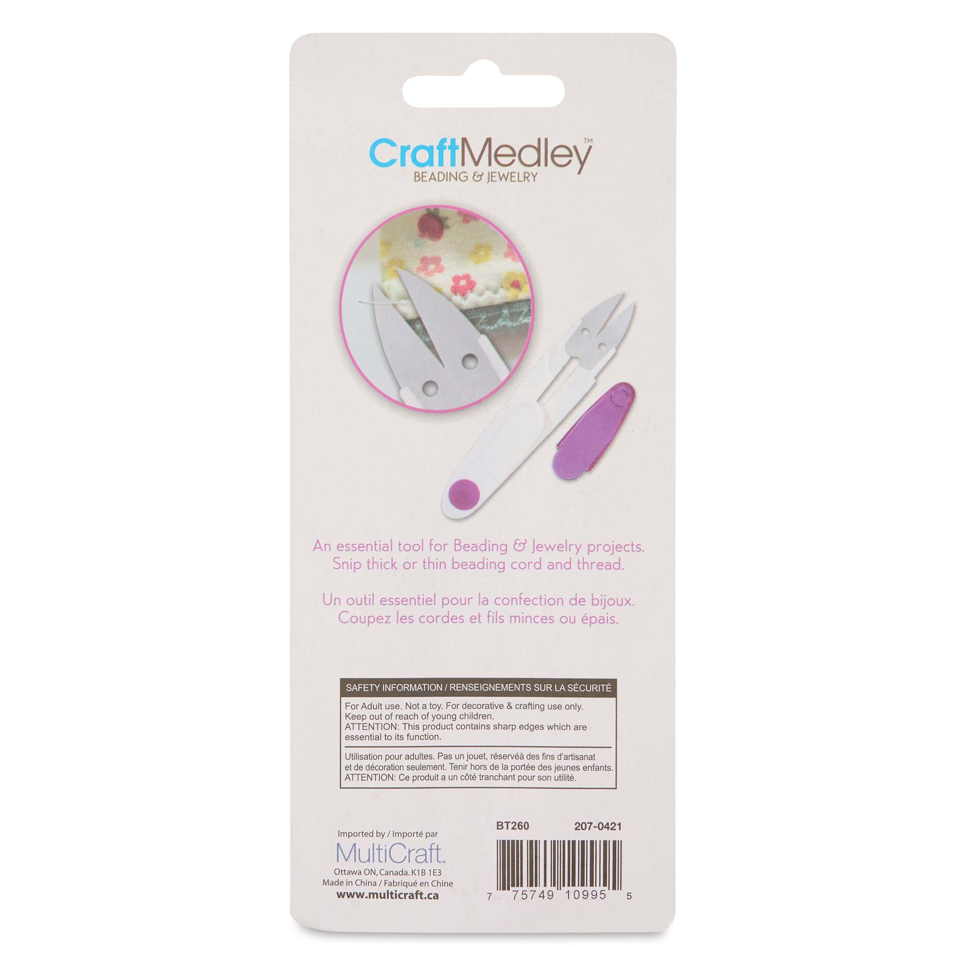 Craft Medley Snip-It Tool back of packaging