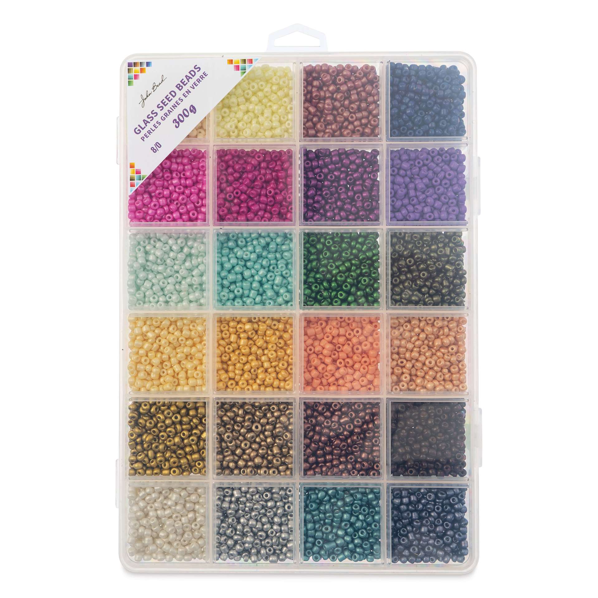 John Bead Color Mix Seed Bead Box - Metallics and More, Set of 24