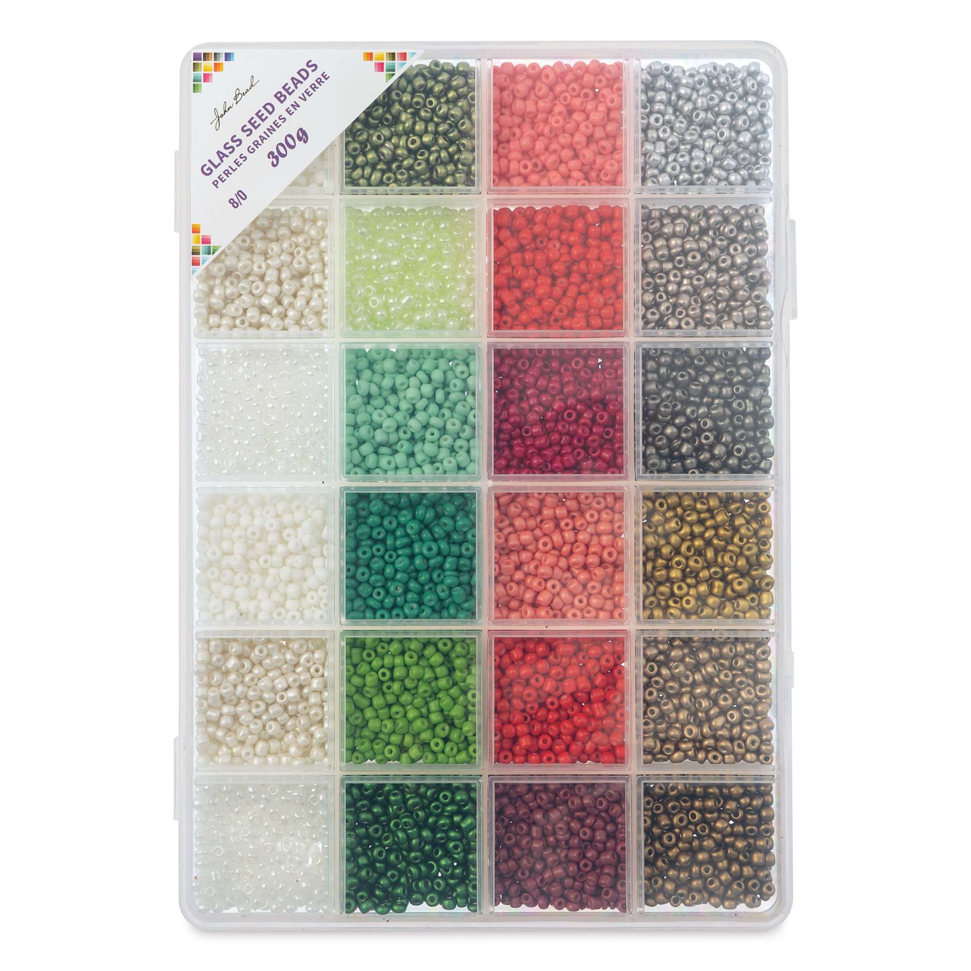 John Bead Color Mix Seed Bead Box - Christmas Bliss, Set of 24