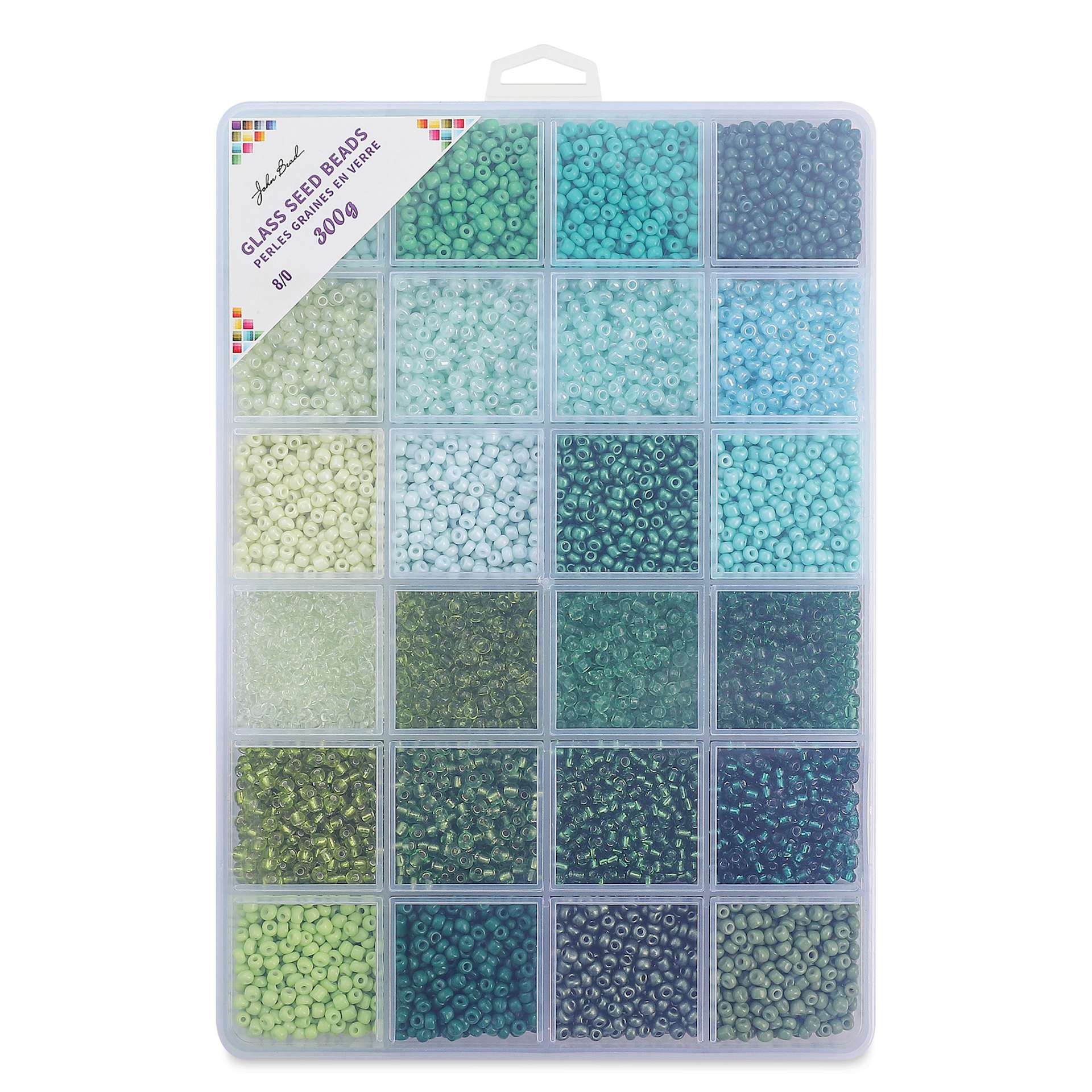 John Bead Color Mix Seed Bead Box - Green Fields, Set of 24
