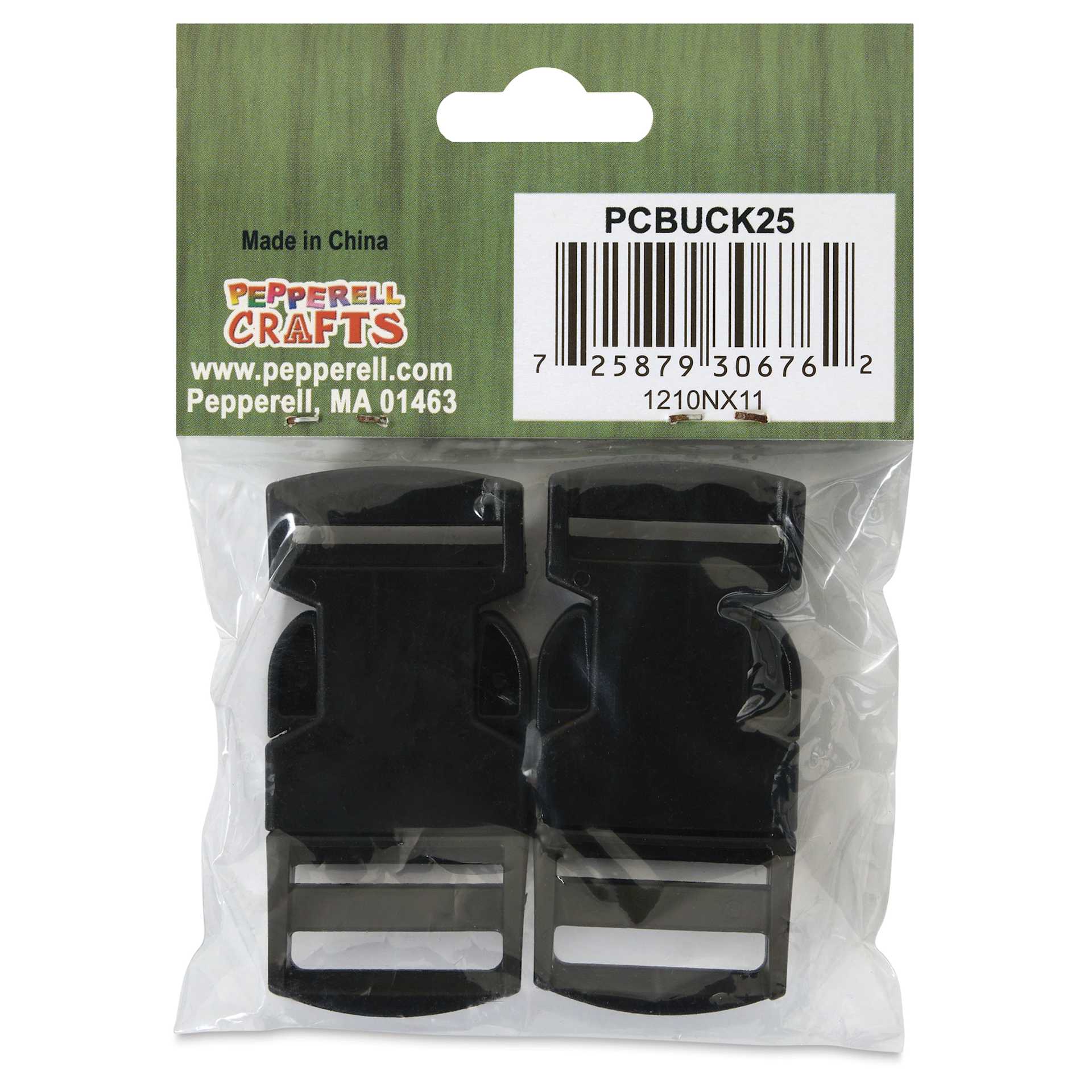 Pepperell Plastic Paracord Buckles - Pkg of 2, Black, 25 mm - back of packaging
