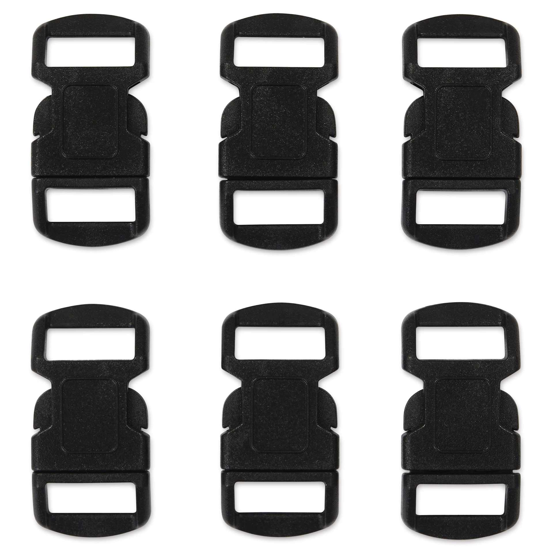 Pepperell Plastic Paracord Buckles - Pkg of 6, Black, 12 mm