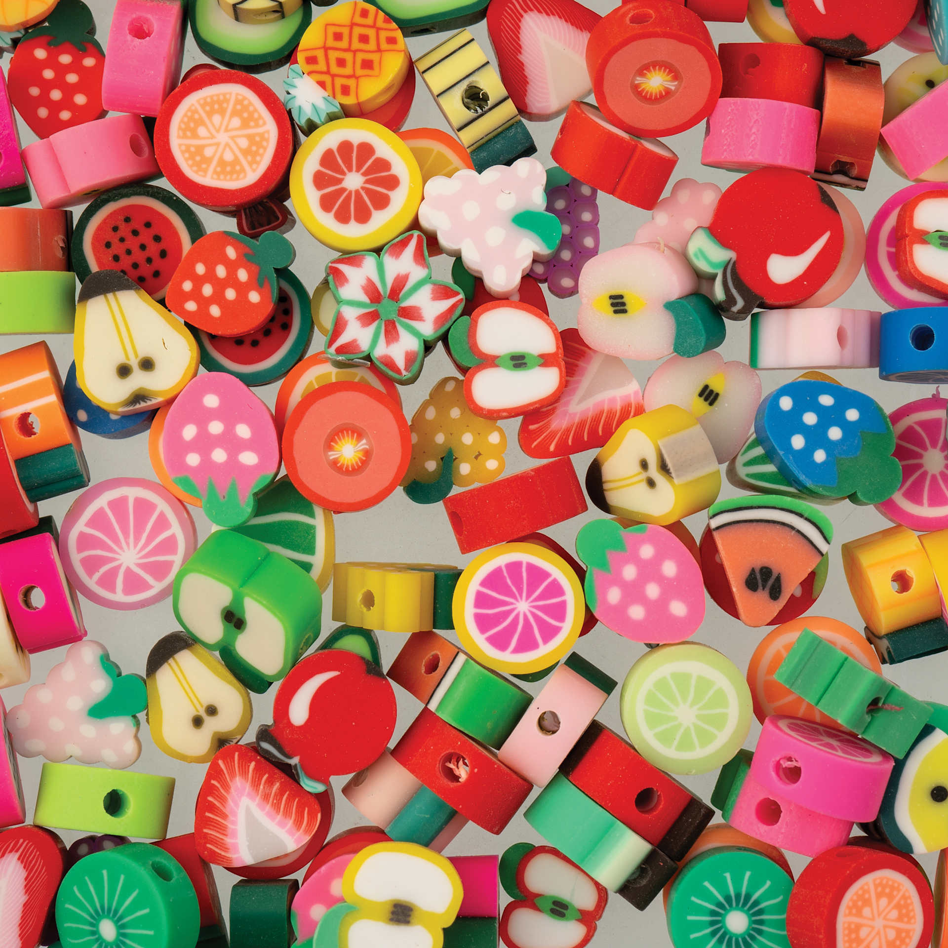 John Bead Craft Beads Clay Shapes - Fruit Mix - close-up