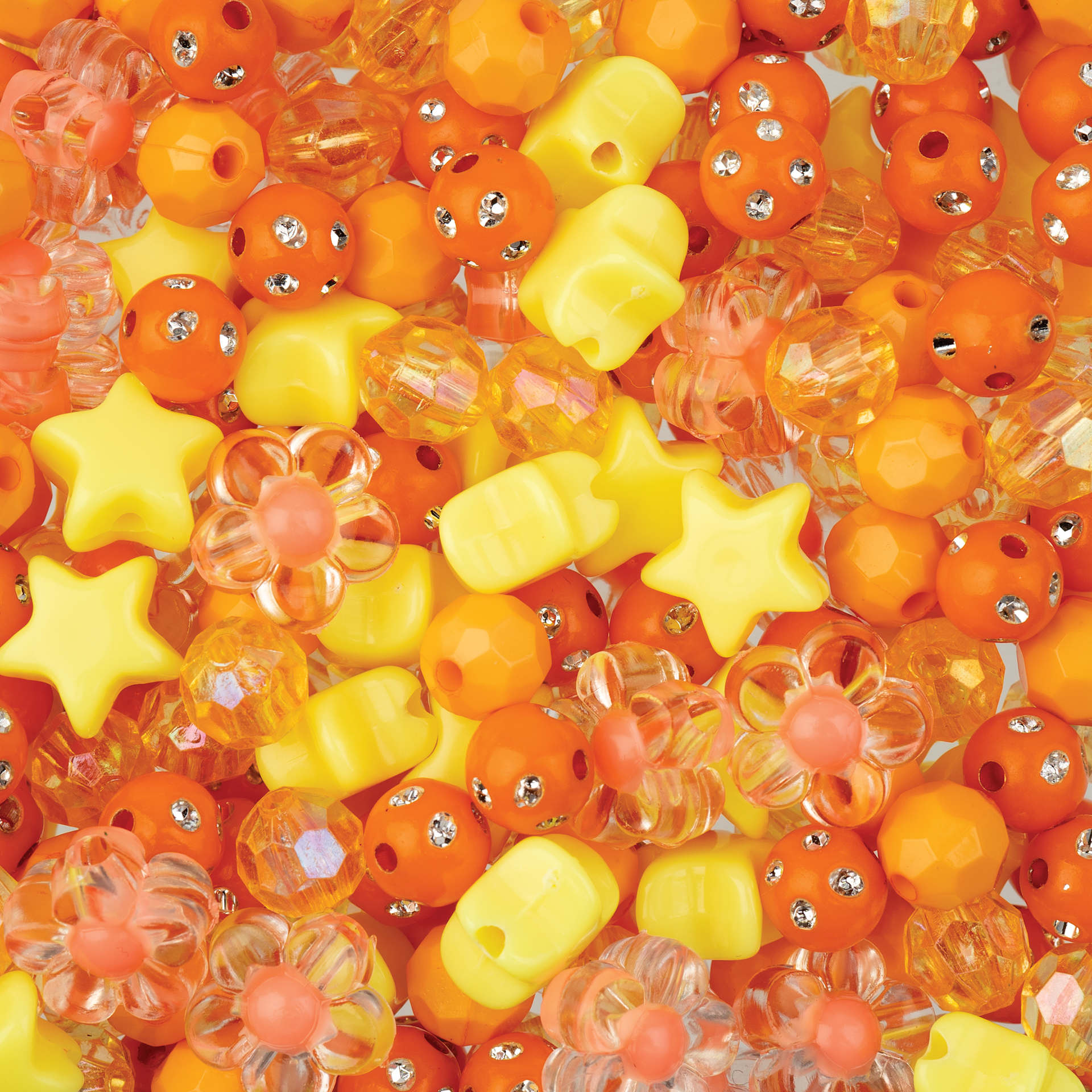 John Bead Craft Beads Star Mix - Orange, 70 g