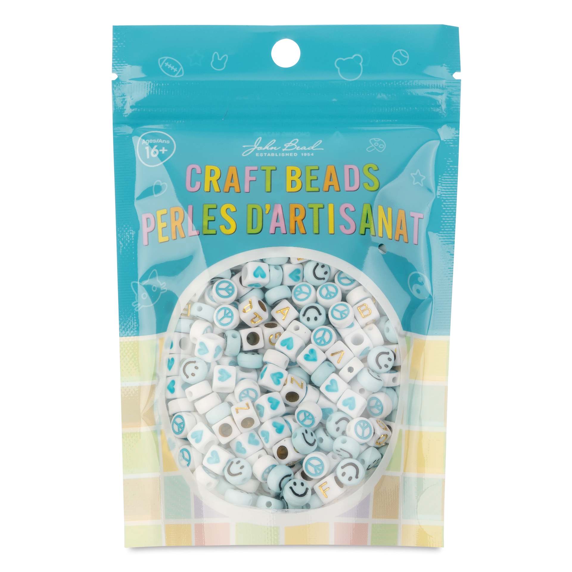John Bead Craft Beads Disc Mix - Blue, 72 g - front of packaging