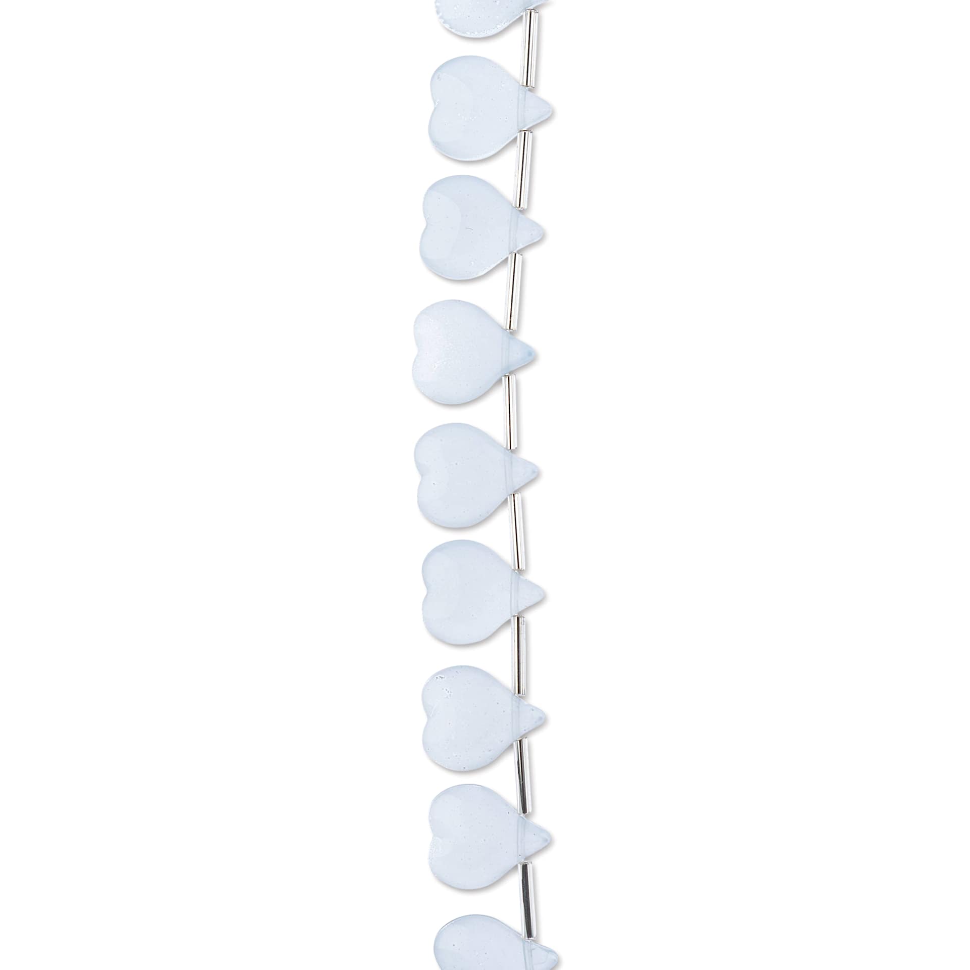 John Bead Crystal Lane DIY Glass Garden Bead Single Strand - Heart Petals, White
