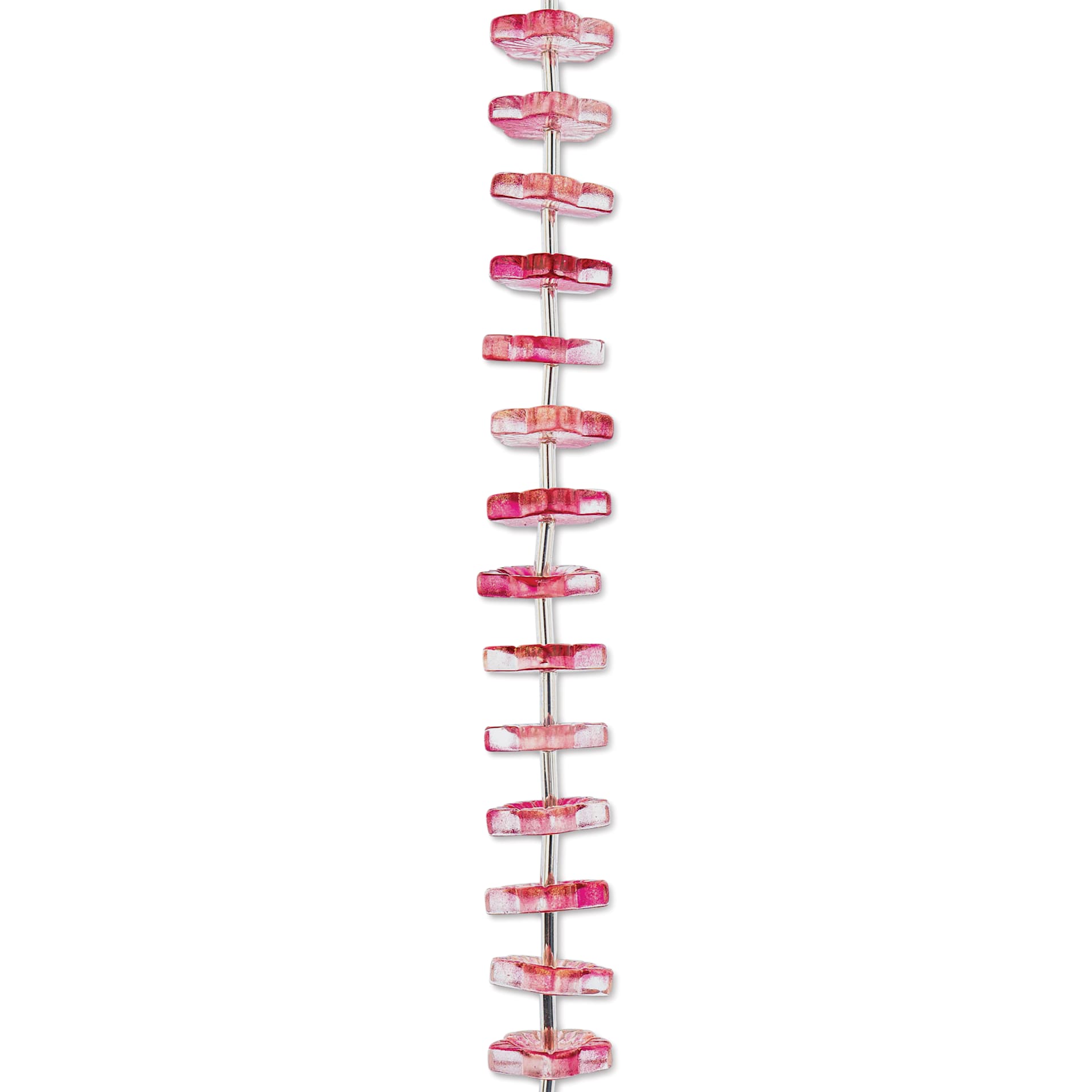 John Bead Crystal Lane DIY Glass Garden Bead Single Strand - Flower Caps, Red
