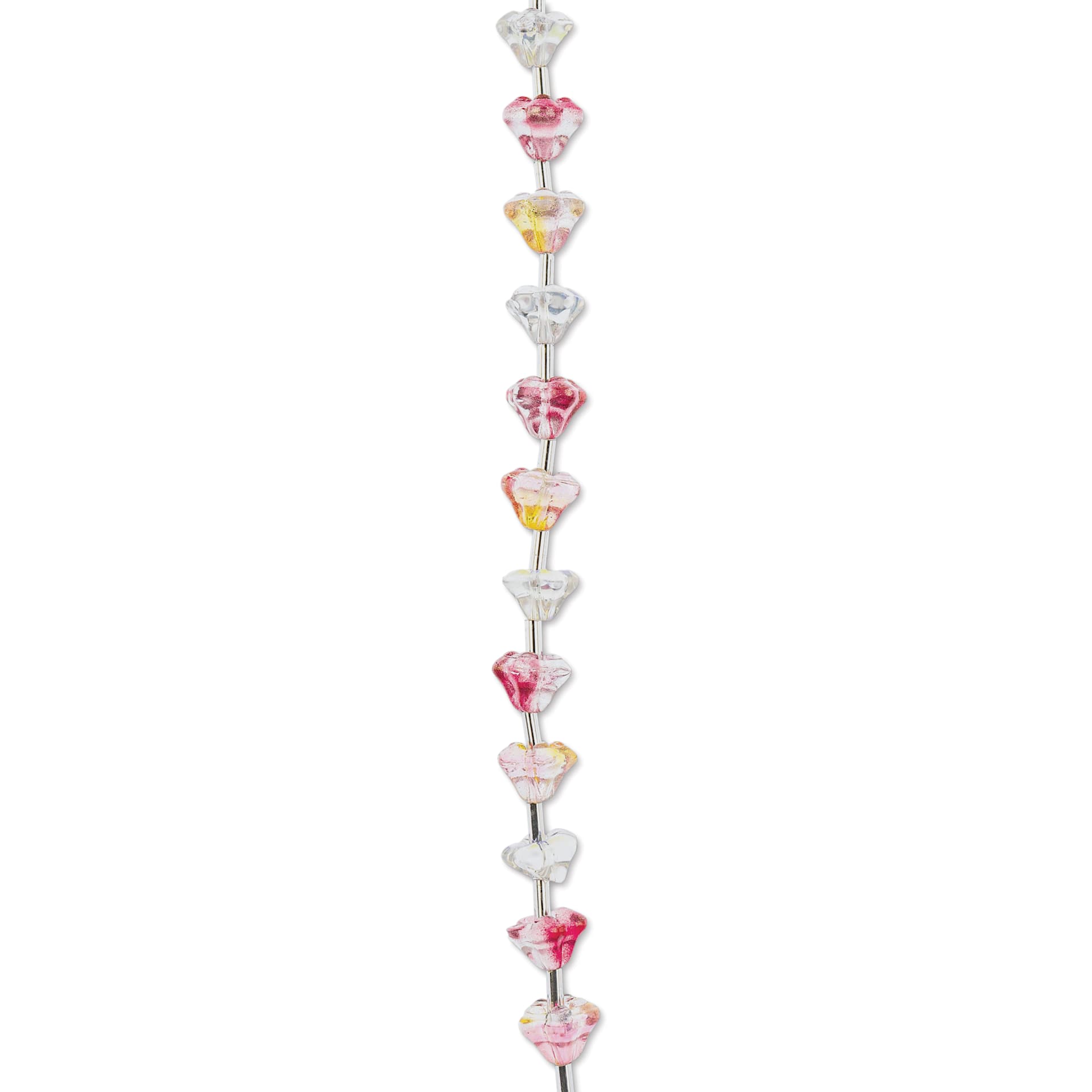John Bead Crystal Lane DIY Glass Garden Bead Single Strand - Flowers, Pink and Yellow