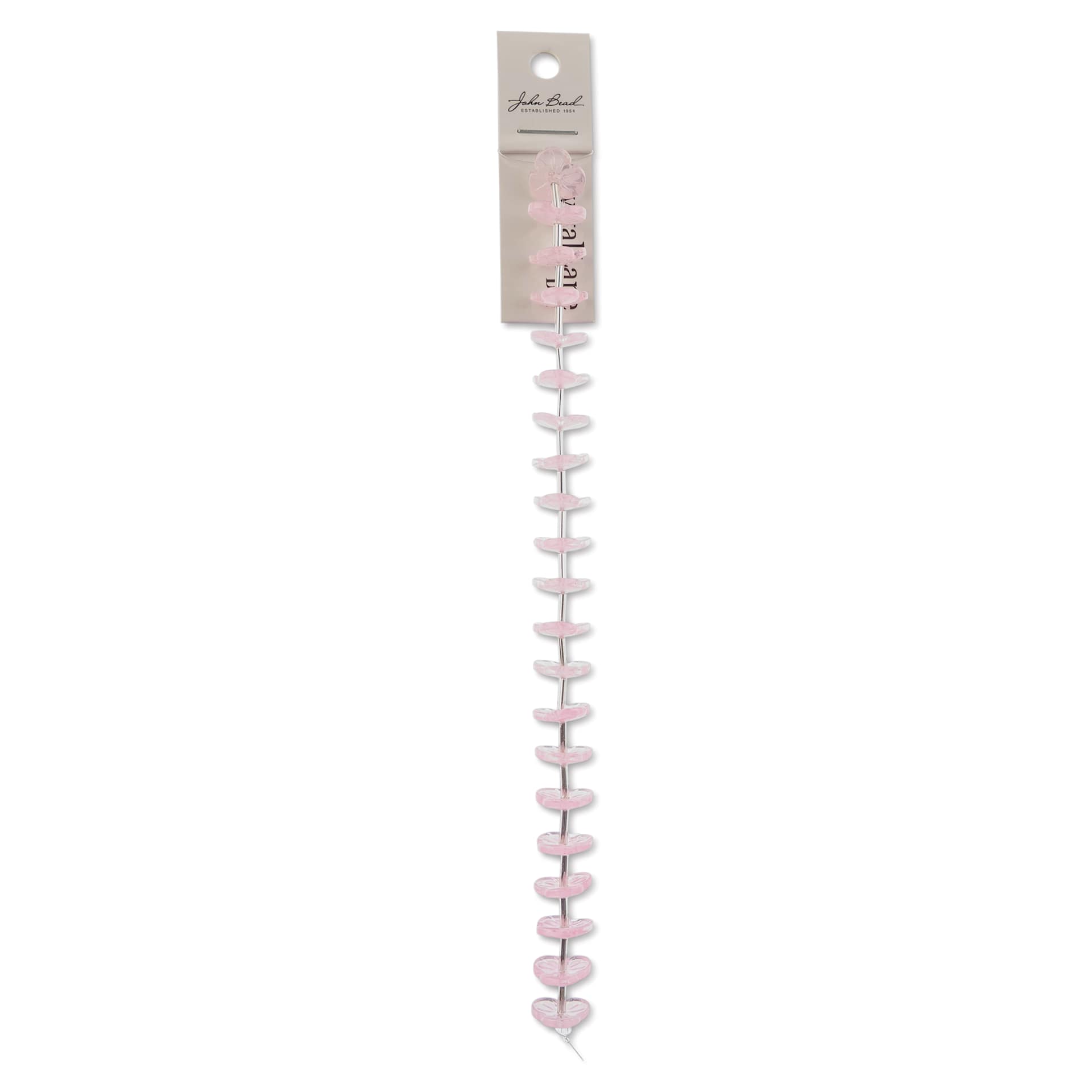 John Bead Crystal Lane DIY Glass Garden Bead Single Strand - Flower Caps, Opaque Pink front of packaging