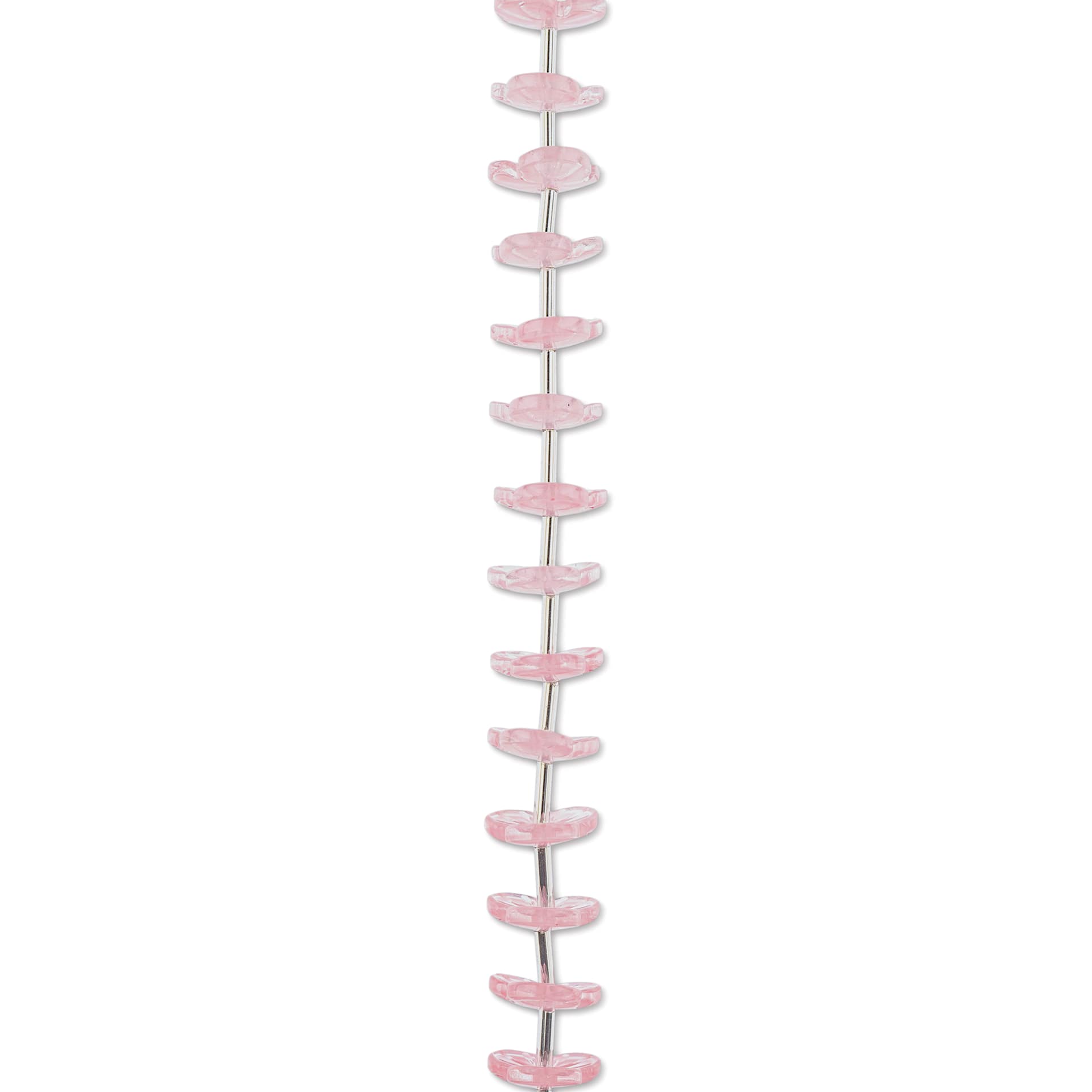 John Bead Crystal Lane DIY Glass Garden Bead Single Strand - Flower Caps, Opaque Pink close-up