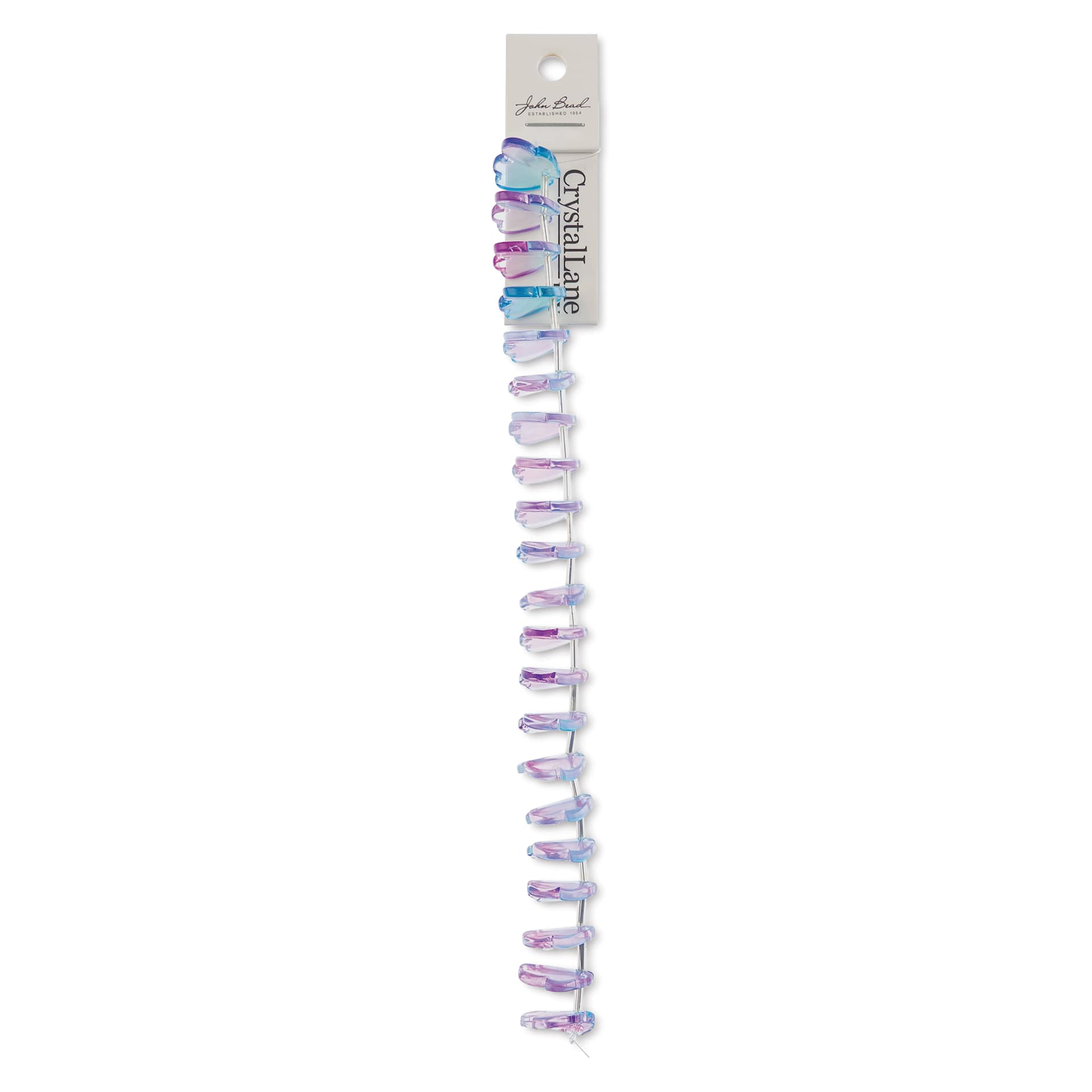 John Bead Crystal Lane DIY Glass Garden Bead Single Strand - Leaves, Purple and Blue front of packaging