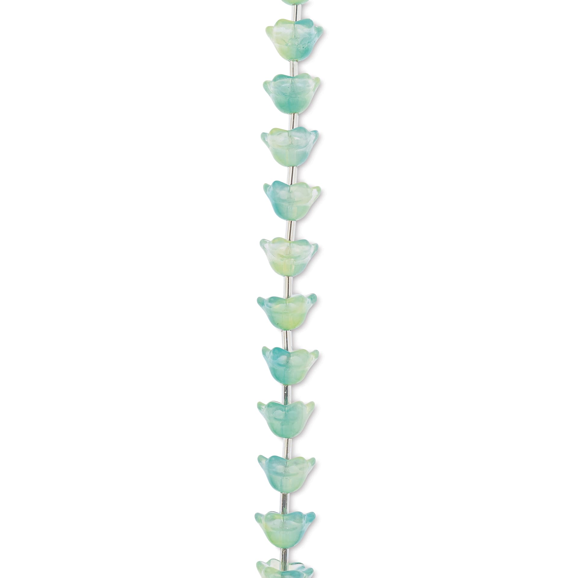 John Bead Crystal Lane DIY Glass Garden Bead Single Strand - Tulips, Green and Blue