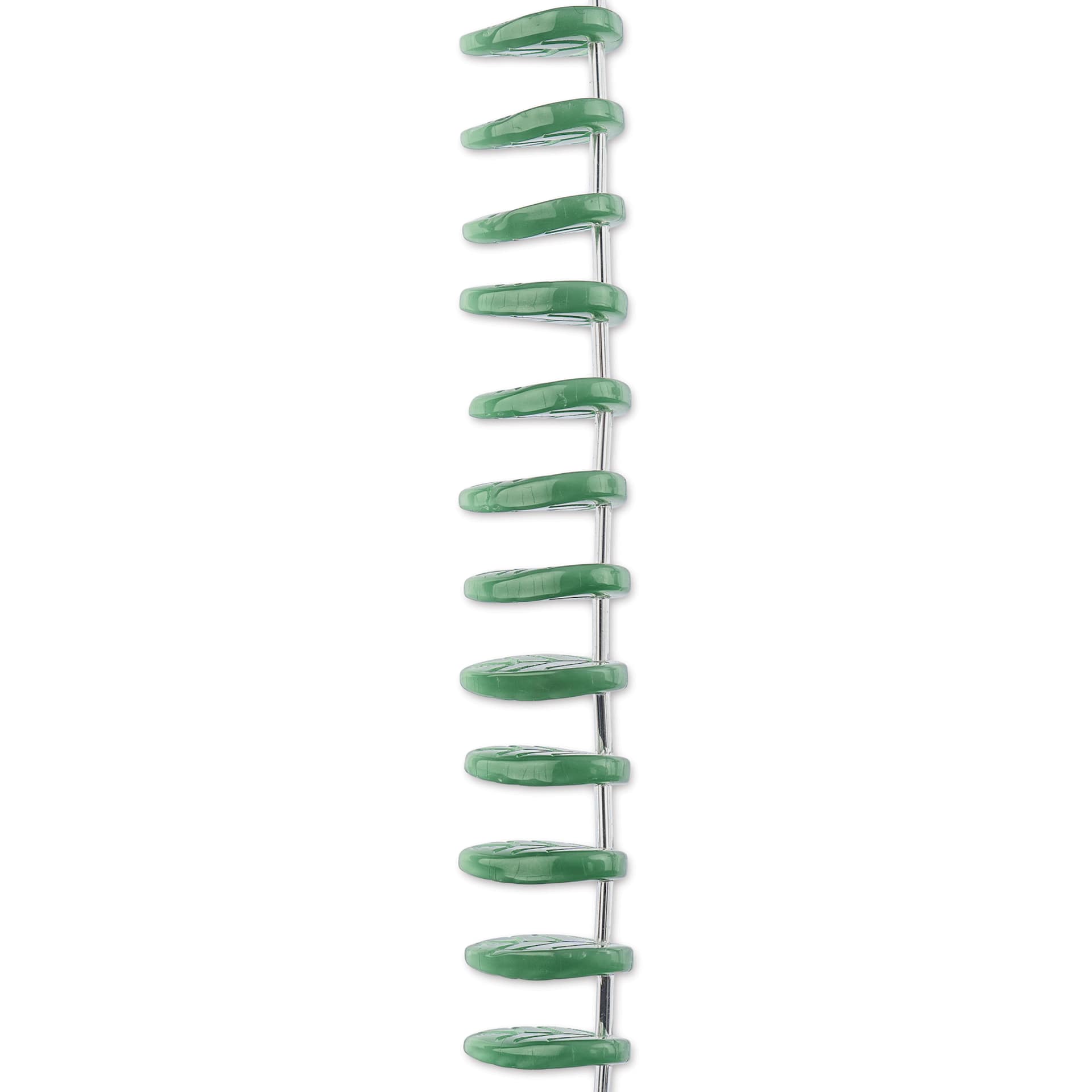 John Bead Crystal Lane DIY Glass Garden Bead Single Strand - Leaves, Opaque Green