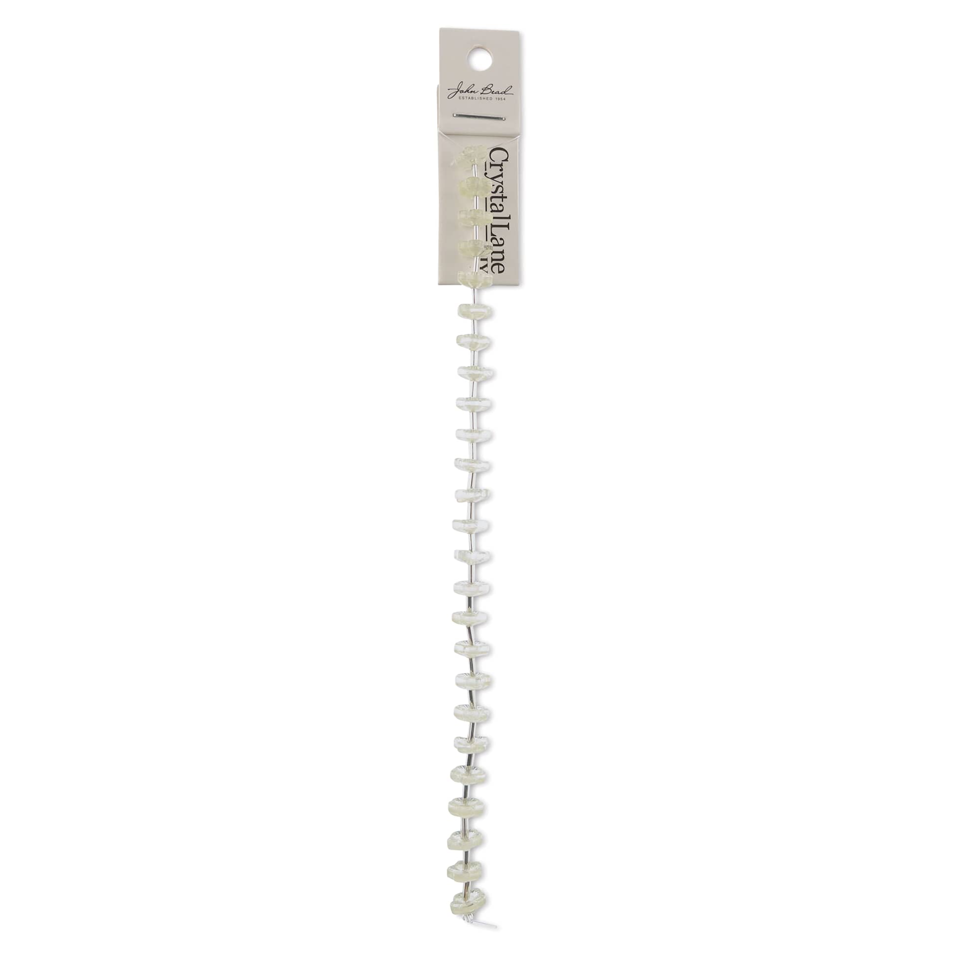 John Bead Crystal Lane DIY Glass Garden Bead Single Strand - Flower Caps, Opaque Green front of packaging