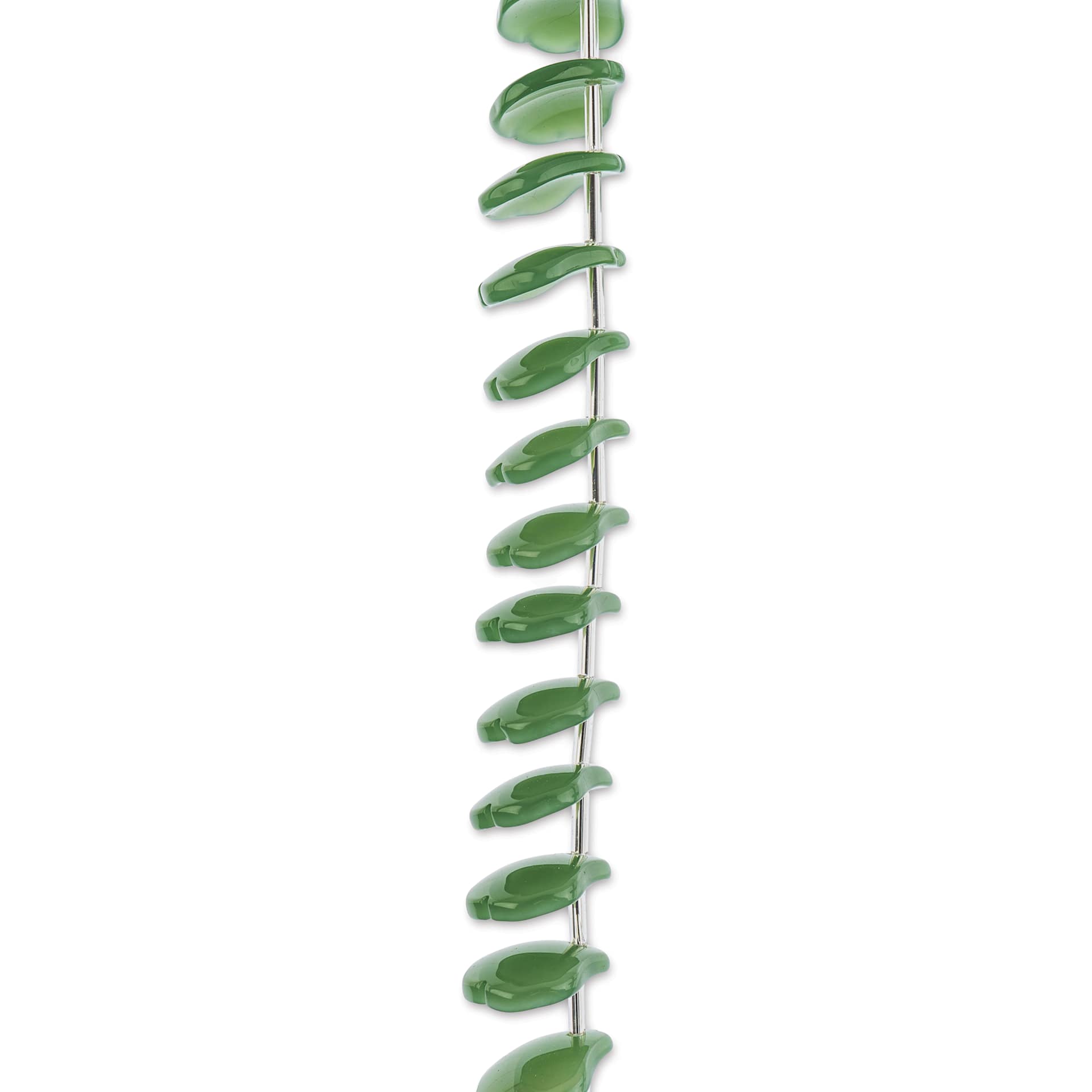 John Bead Crystal Lane DIY Glass Garden Bead Single Strand - Petals, Opaque Green