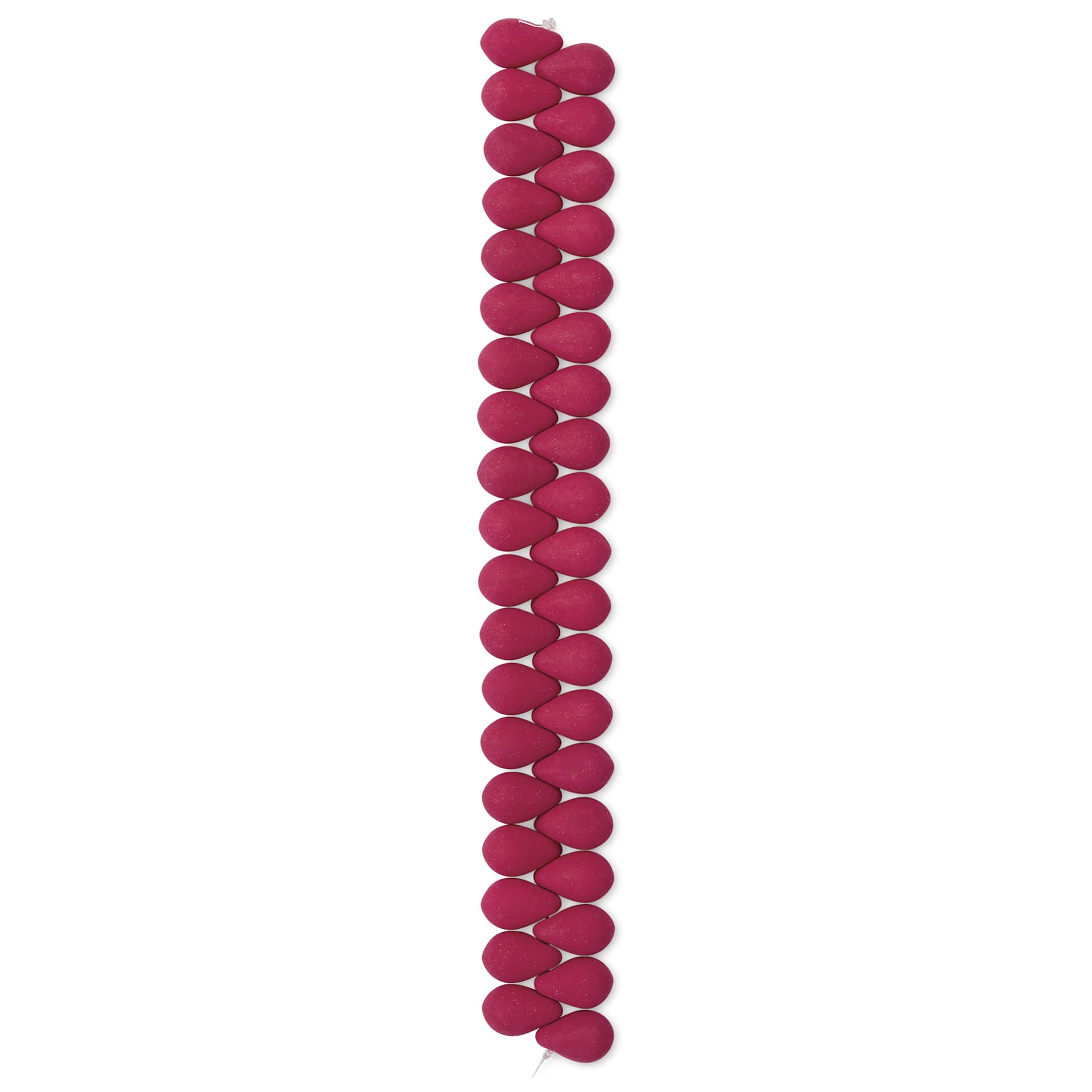 John Bead Czech Glass Preciosa Velvet Bead Strand - Drops, Red Lychee, 6 mm x 9 mm