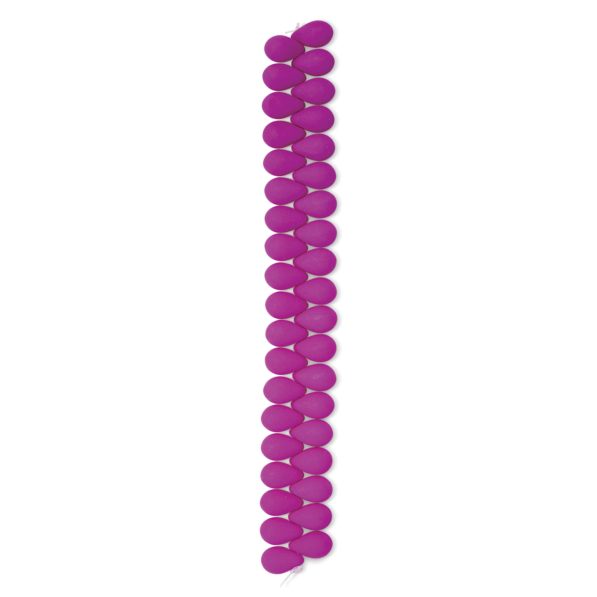 John Bead Czech Glass Preciosa Velvet Bead Strand - Drops, Fuchsia, 6 mm x 9 mm