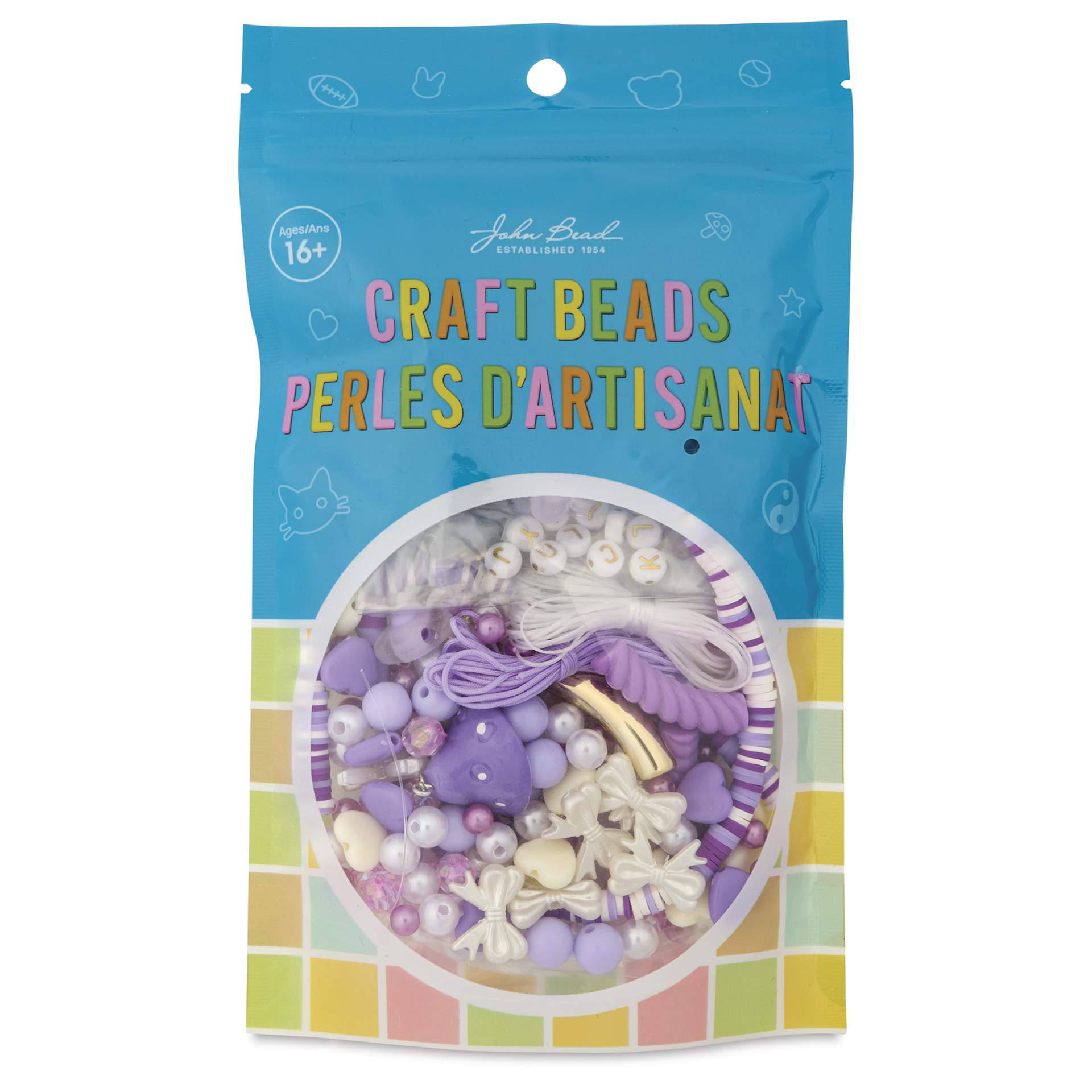 John Bead Craft Beads Bracelet Kit - Purple - front of packaging